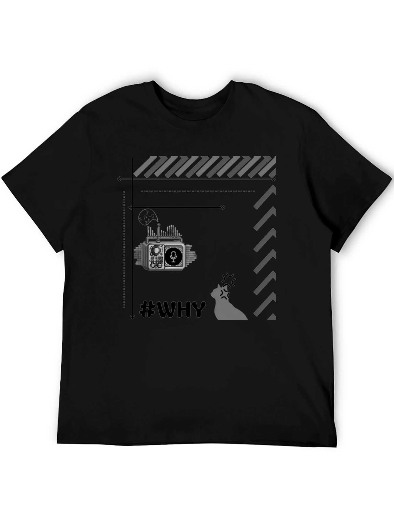 Black Retro Radio Black T-Shirt - Why? view 5