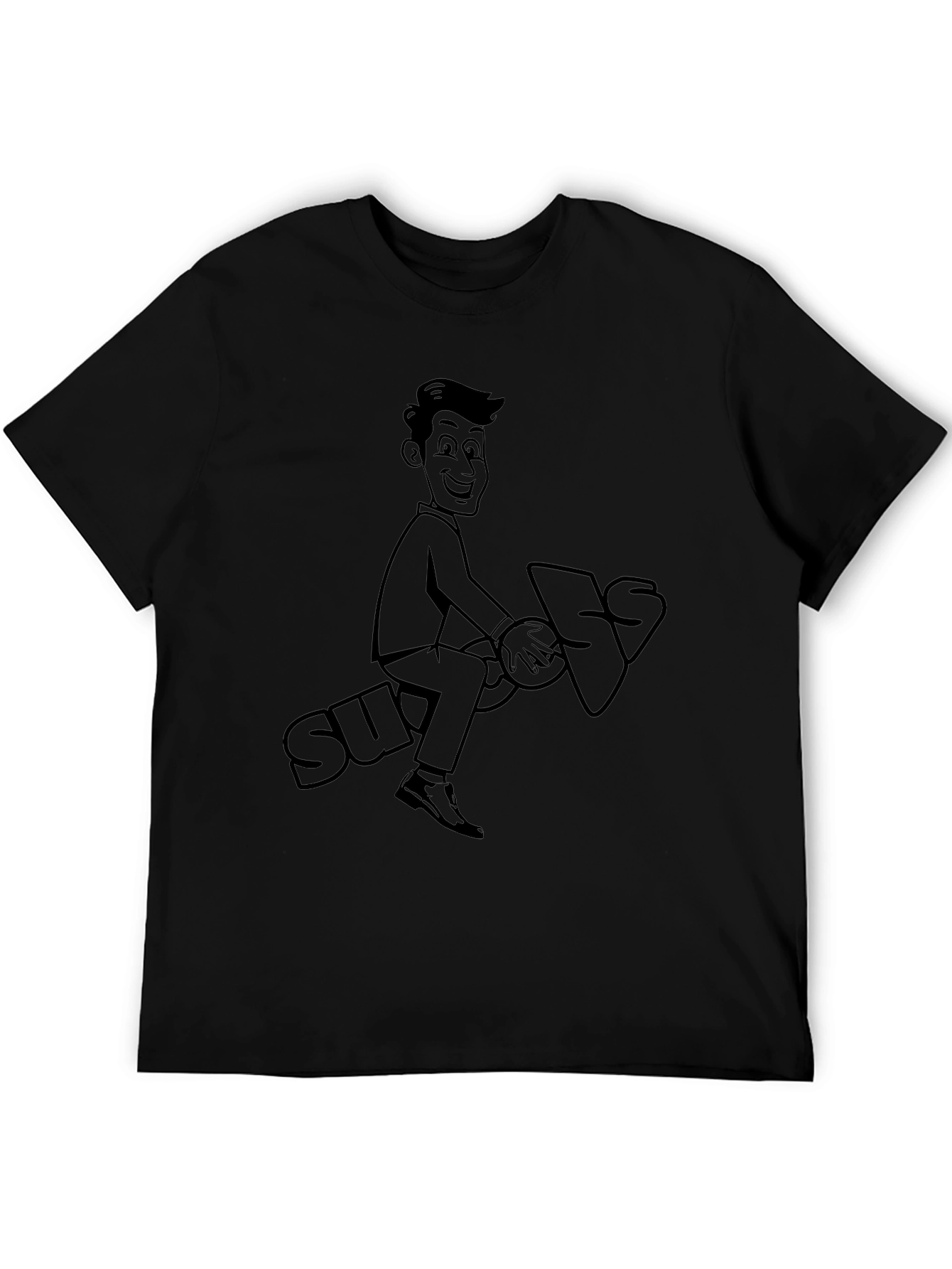 Black Cartoon Graphic Tee - Ride the Suggestion! view 5