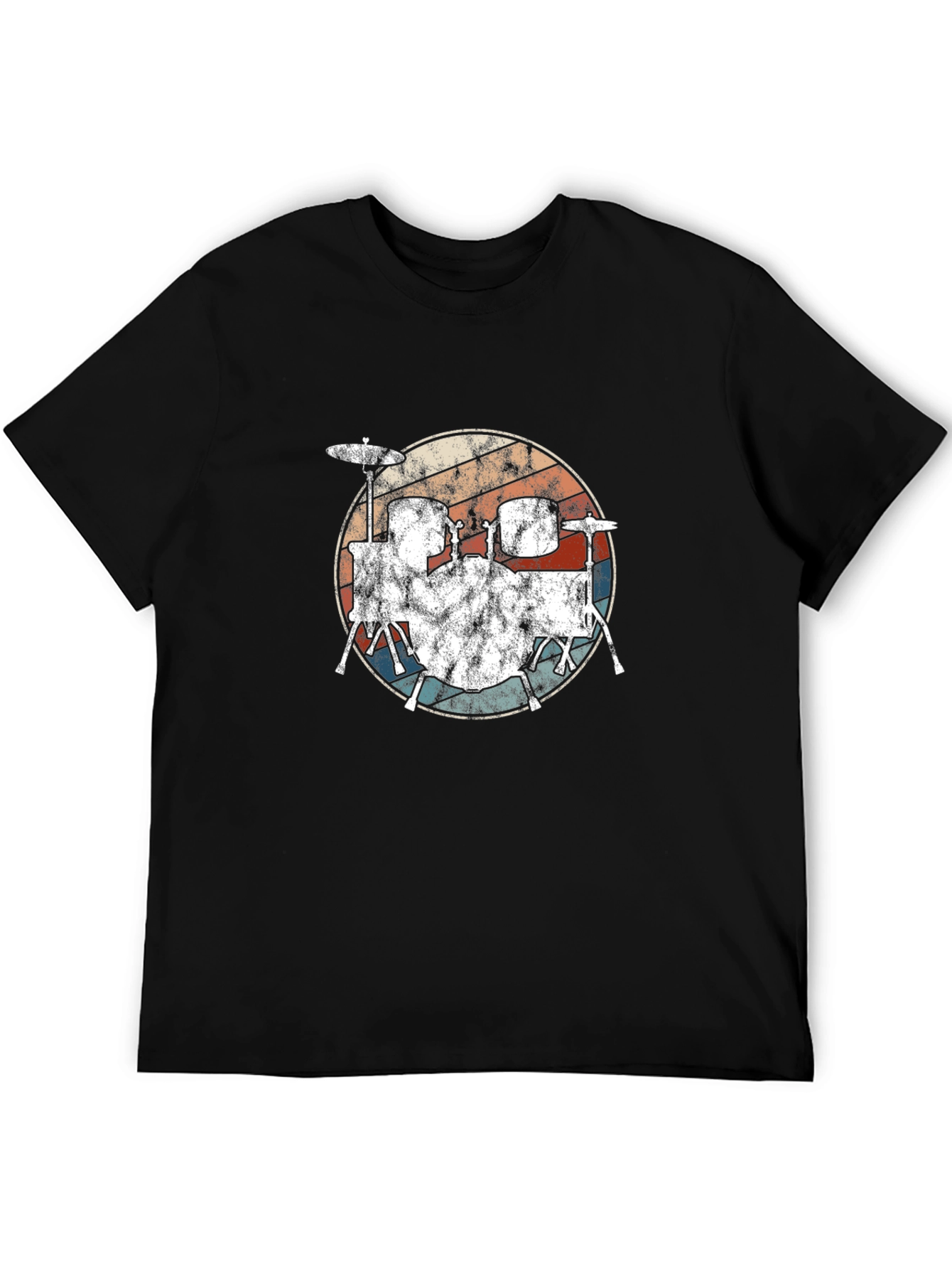 Black Vintage Drum Set Graphic Tee - Retro Style view 5