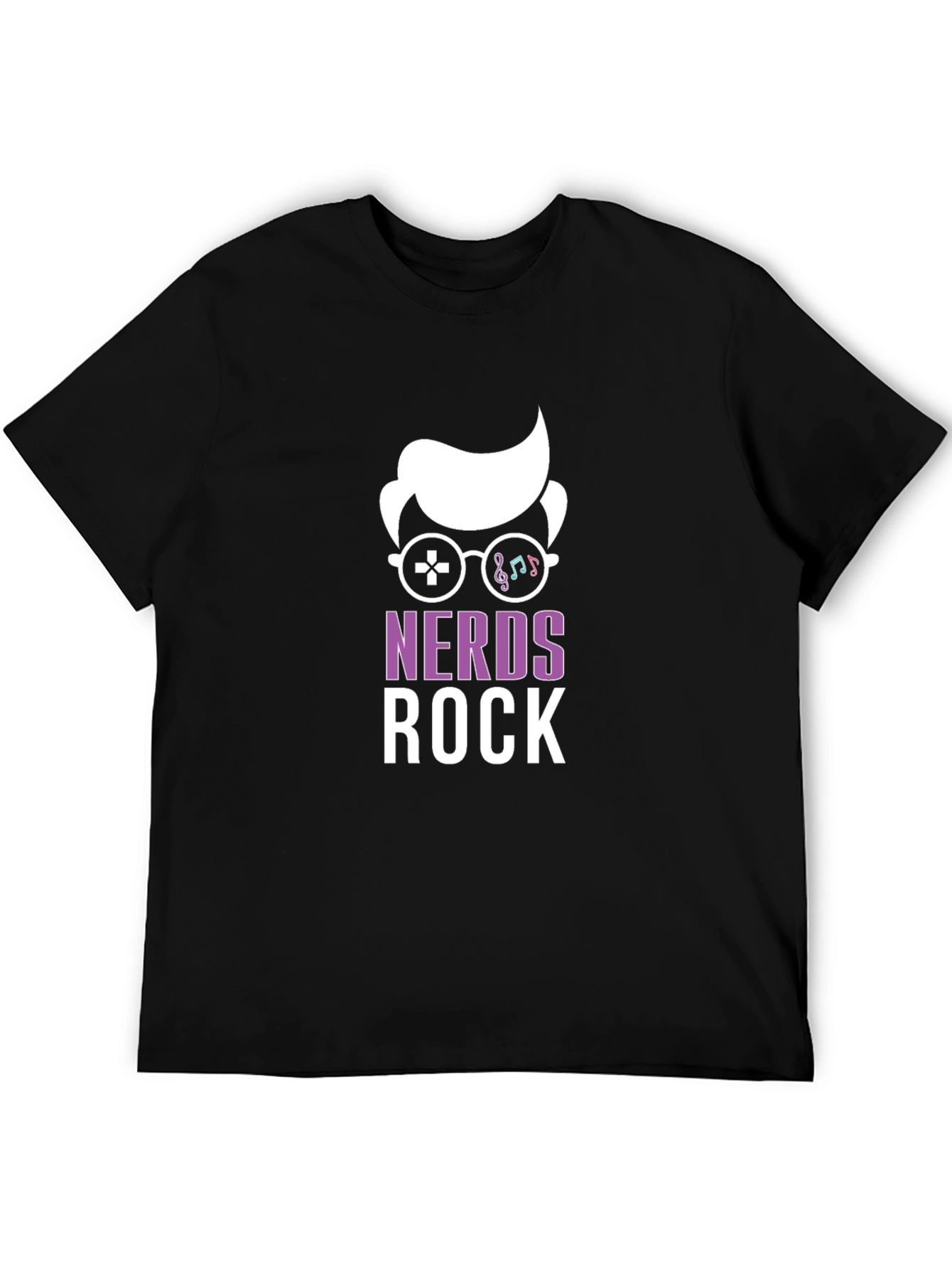 Black Nerds Rock Graphic T-Shirt - Gamer & Music Lover Tee view 5