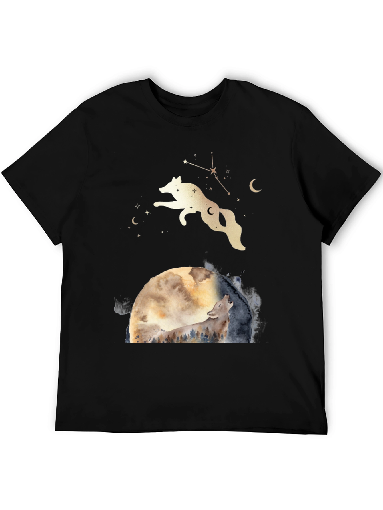 Black Wolf Moon Graphic Tee - Celestial T-Shirt view 5