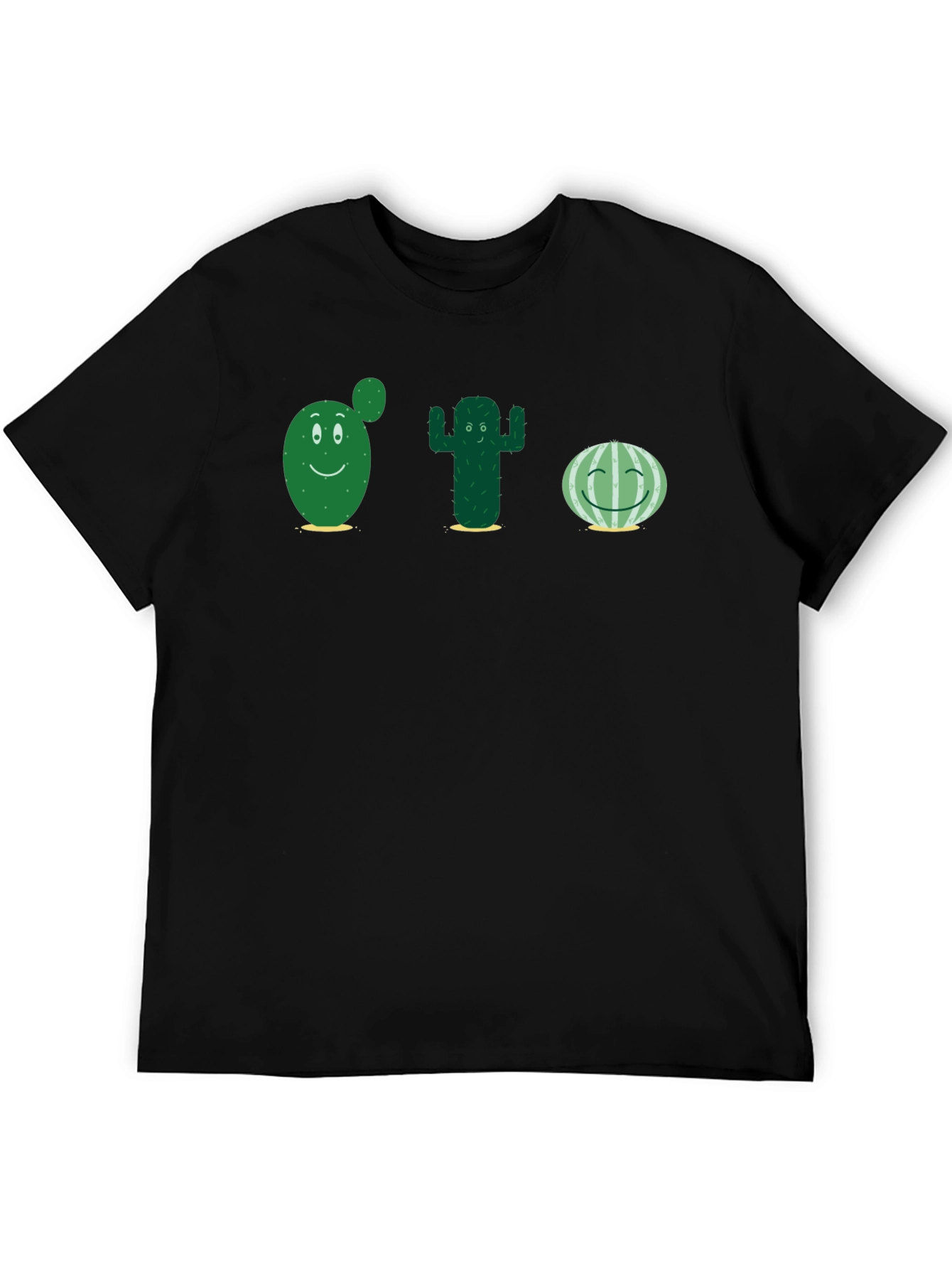 Black Cute Cactus T-Shirt - Black Cotton Tee view 5