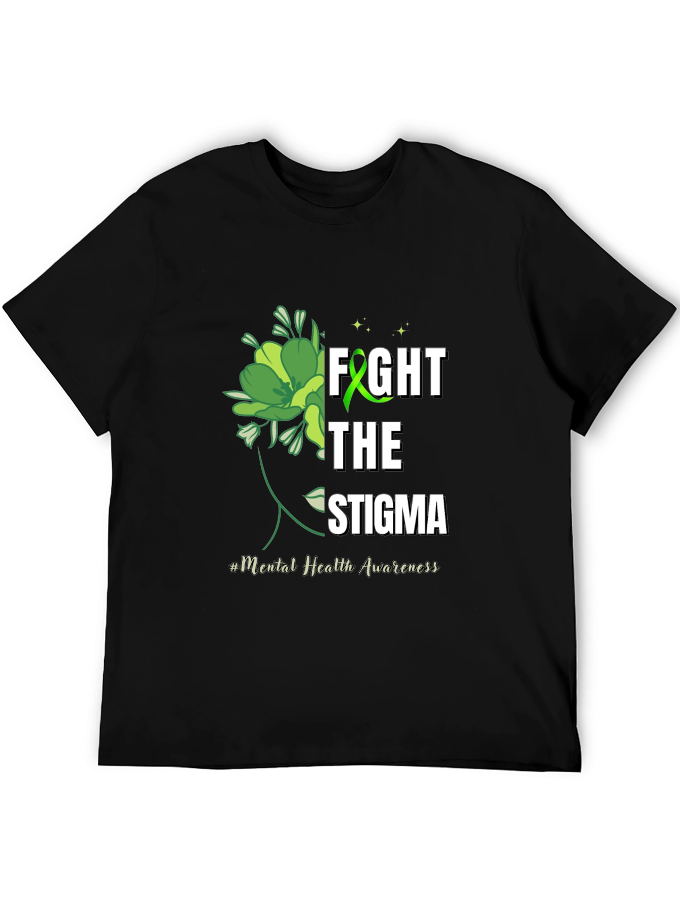 Black Fight The Stigma Mental Health Awareness T-Shirt view 5