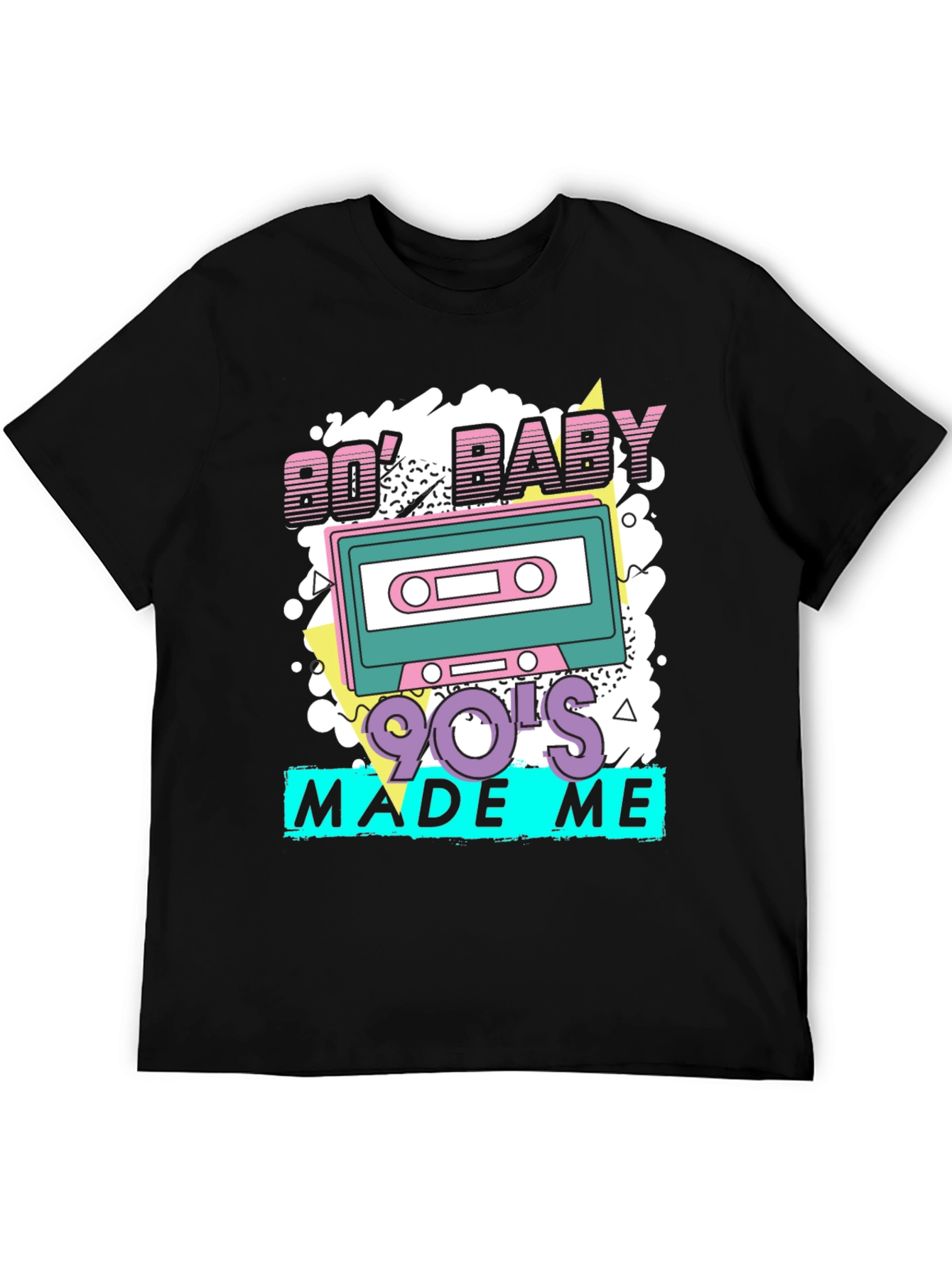 Black Retro '80s Baby '90s Made Me T-Shirt view 5