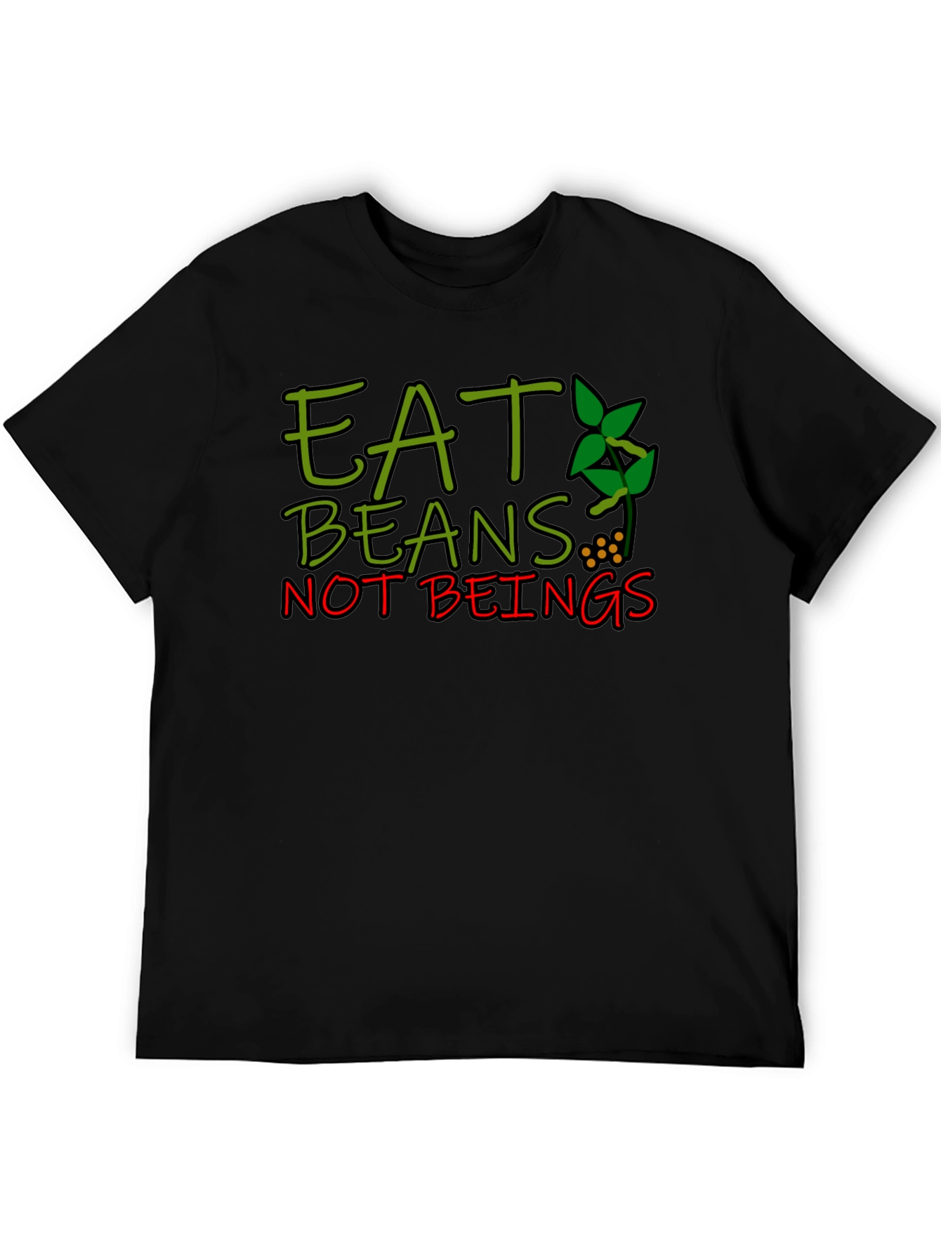 Black Eat Beans Not Beings Graphic T-Shirt view 5