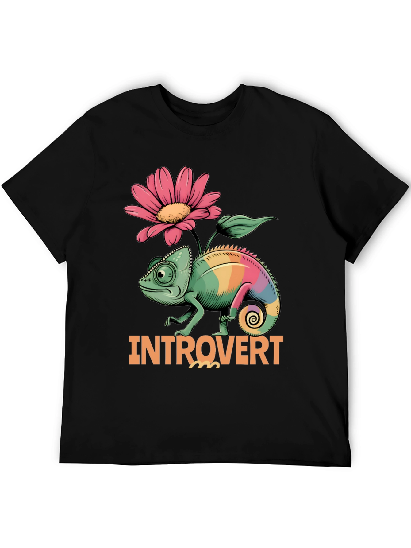 Black Introvert Chameleon Graphic Tee view 5