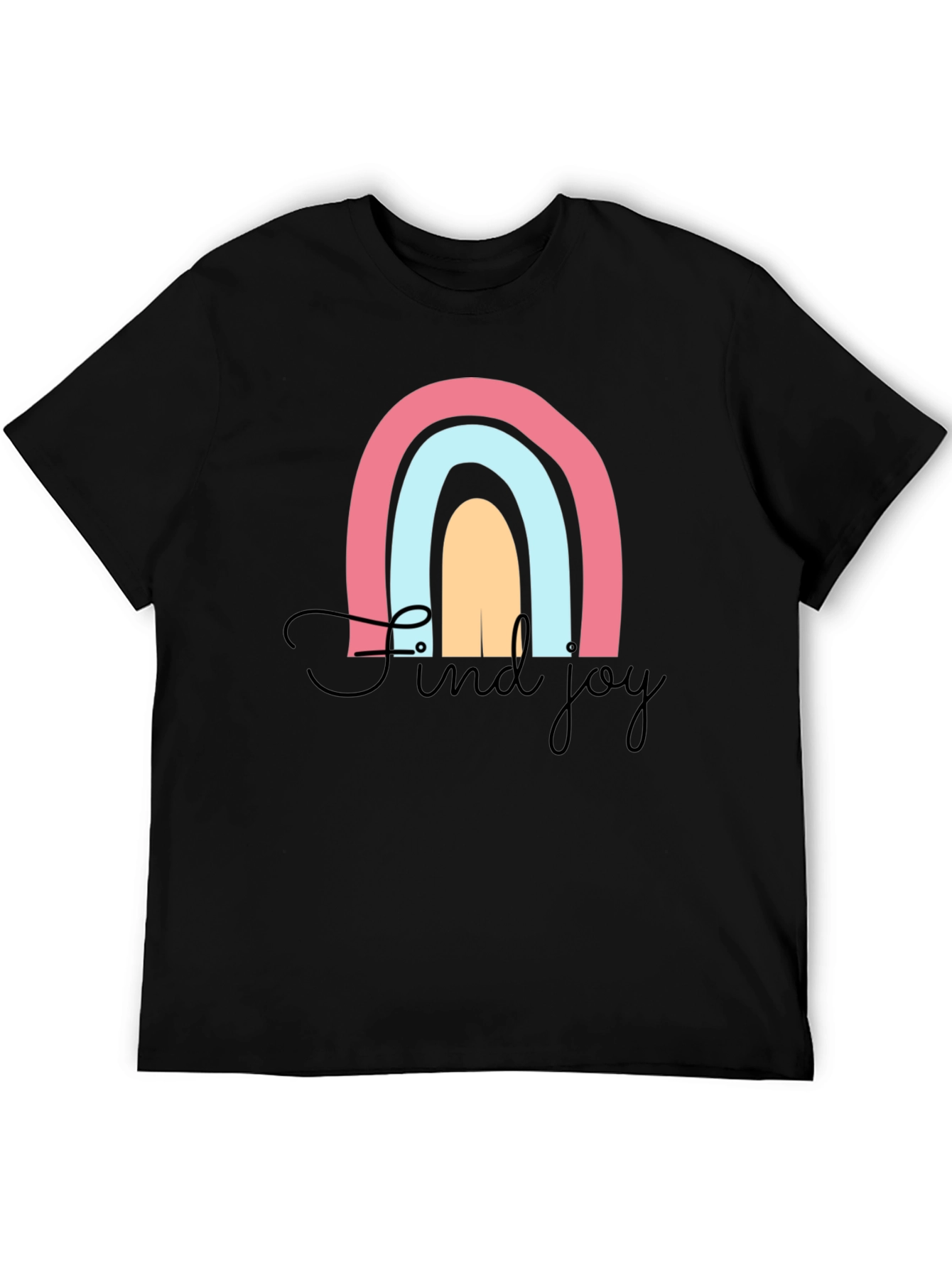Black Find Joy Rainbow Graphic T-Shirt - Black view 5