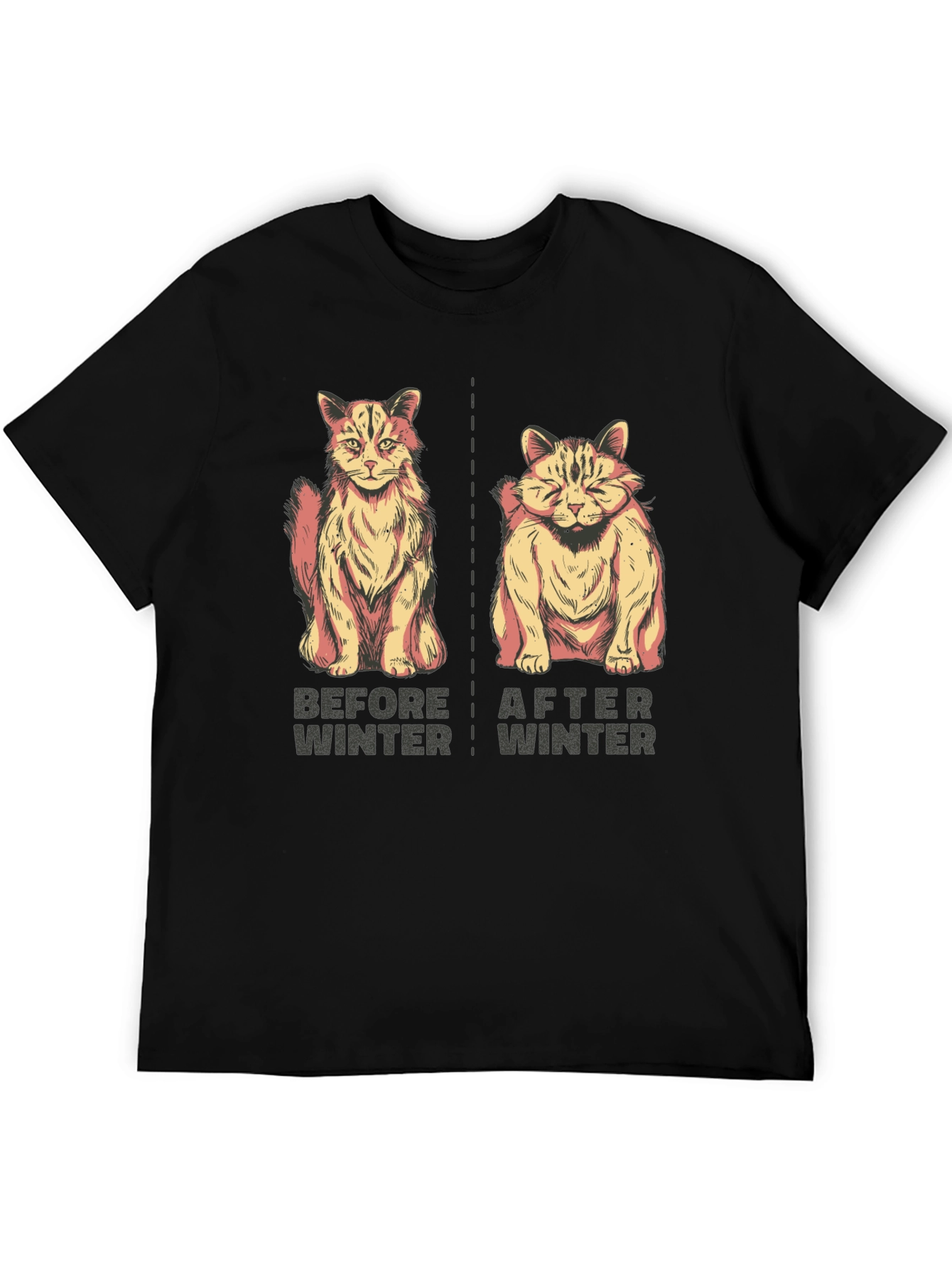 Black Before & After Winter Cat Graphic Tee view 5