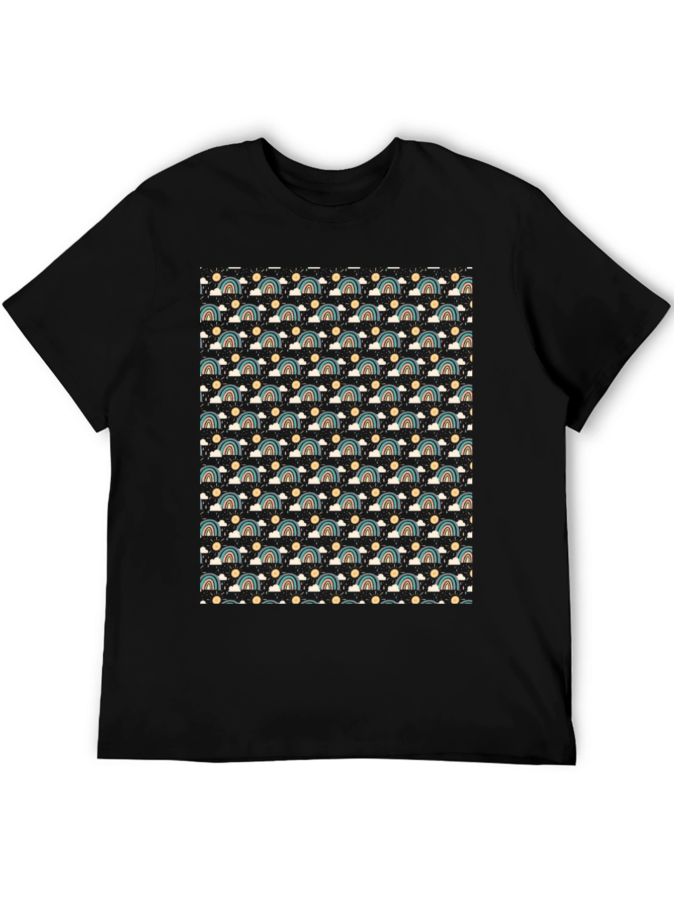 Black Retro Rainbow Pattern T-Shirt view 5