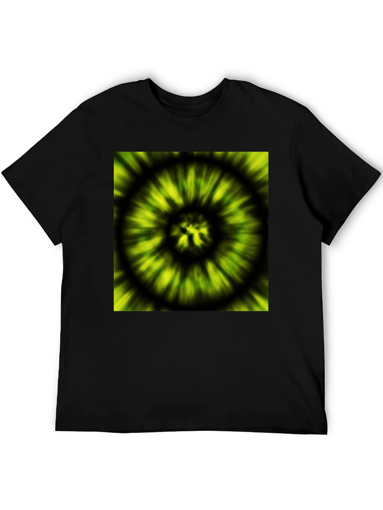 Black Hypnotic Swirl Tee - Green & Black Graphic Print view 5