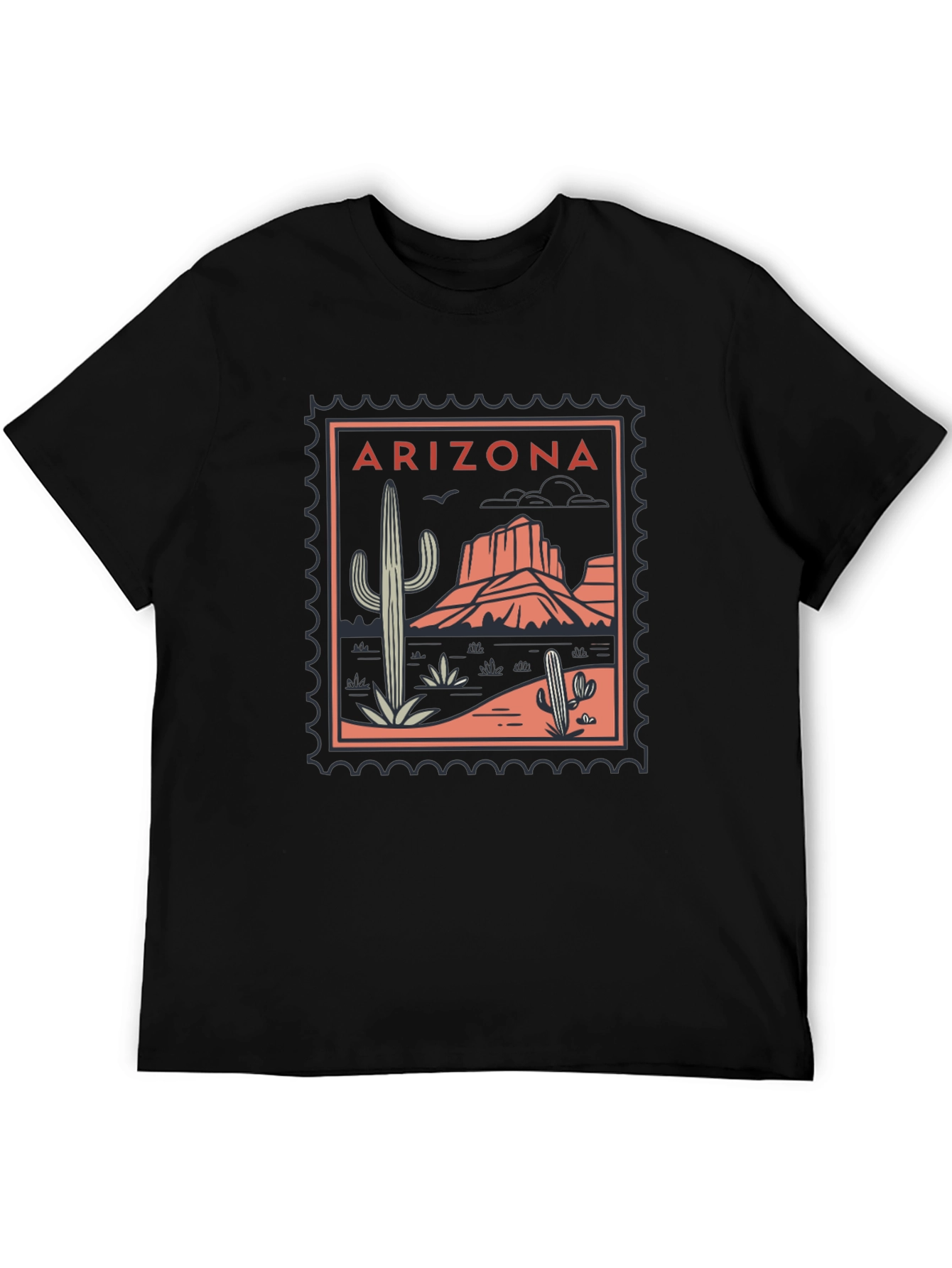Black Arizona Desert Graphic Tee - Black Cotton T-Shirt view 5