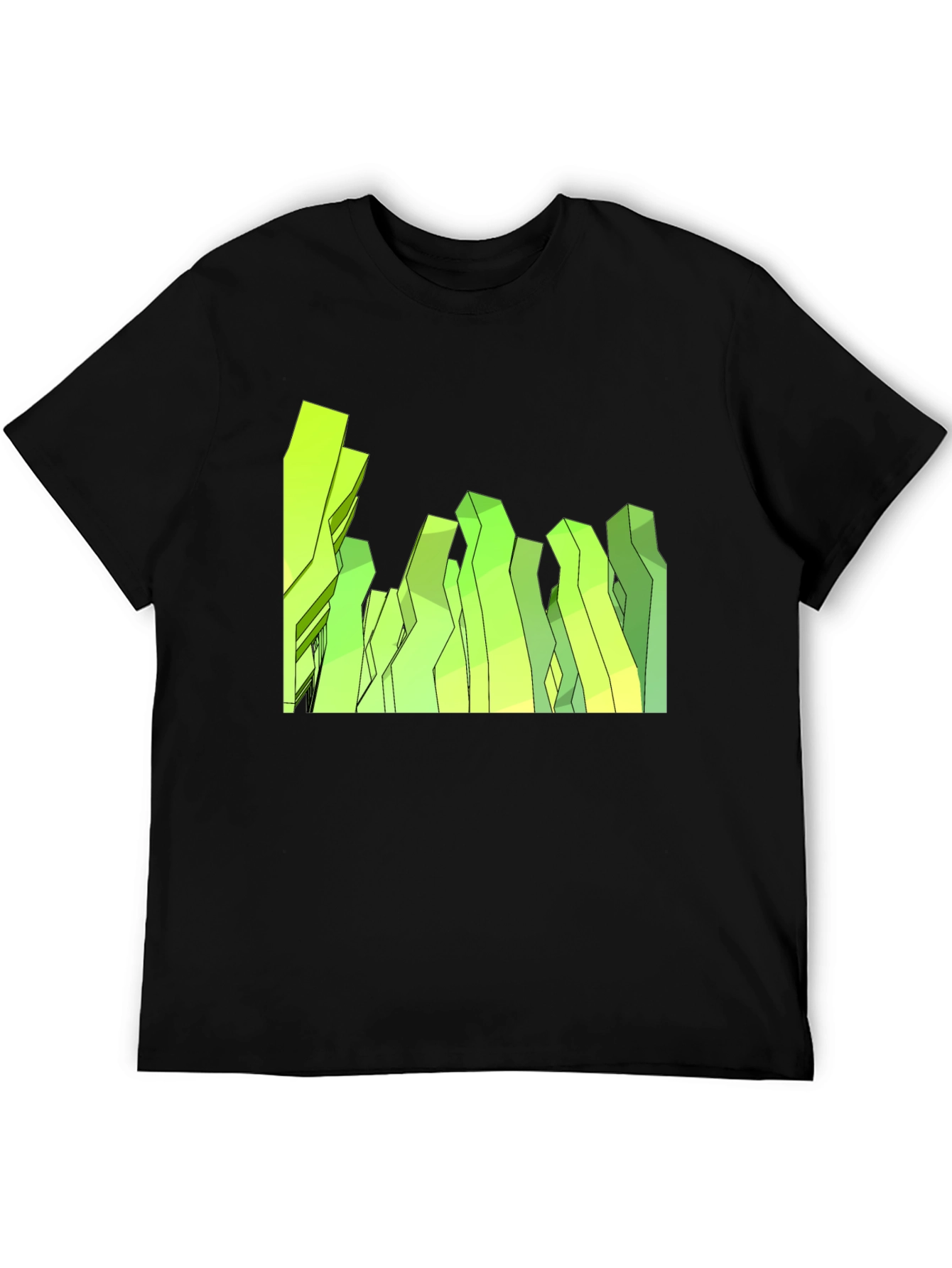Black Abstract Geometric Peaks Black Tee view 5