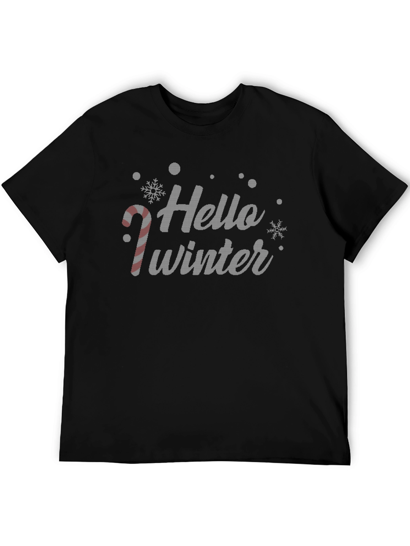 Black Hello Winter Christmas Holiday Graphic Tee view 5