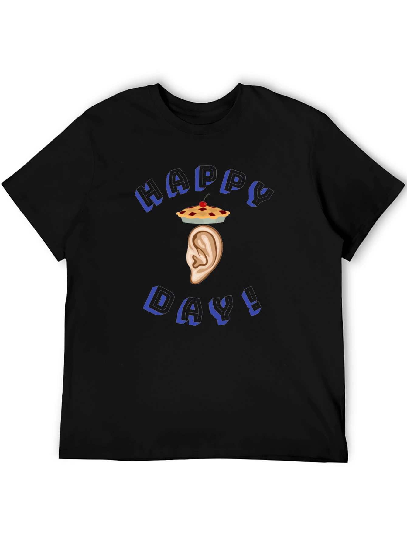 Black Happy Ear Pie T-Shirt - Funny Food Pun Tee view 5