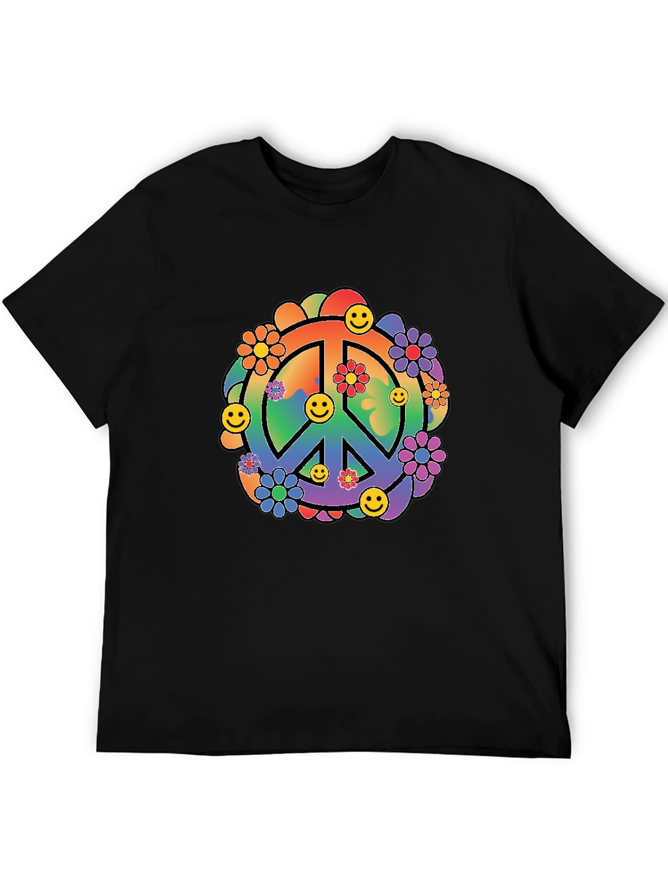 Black Retro Peace Sign Graphic Tee view 5