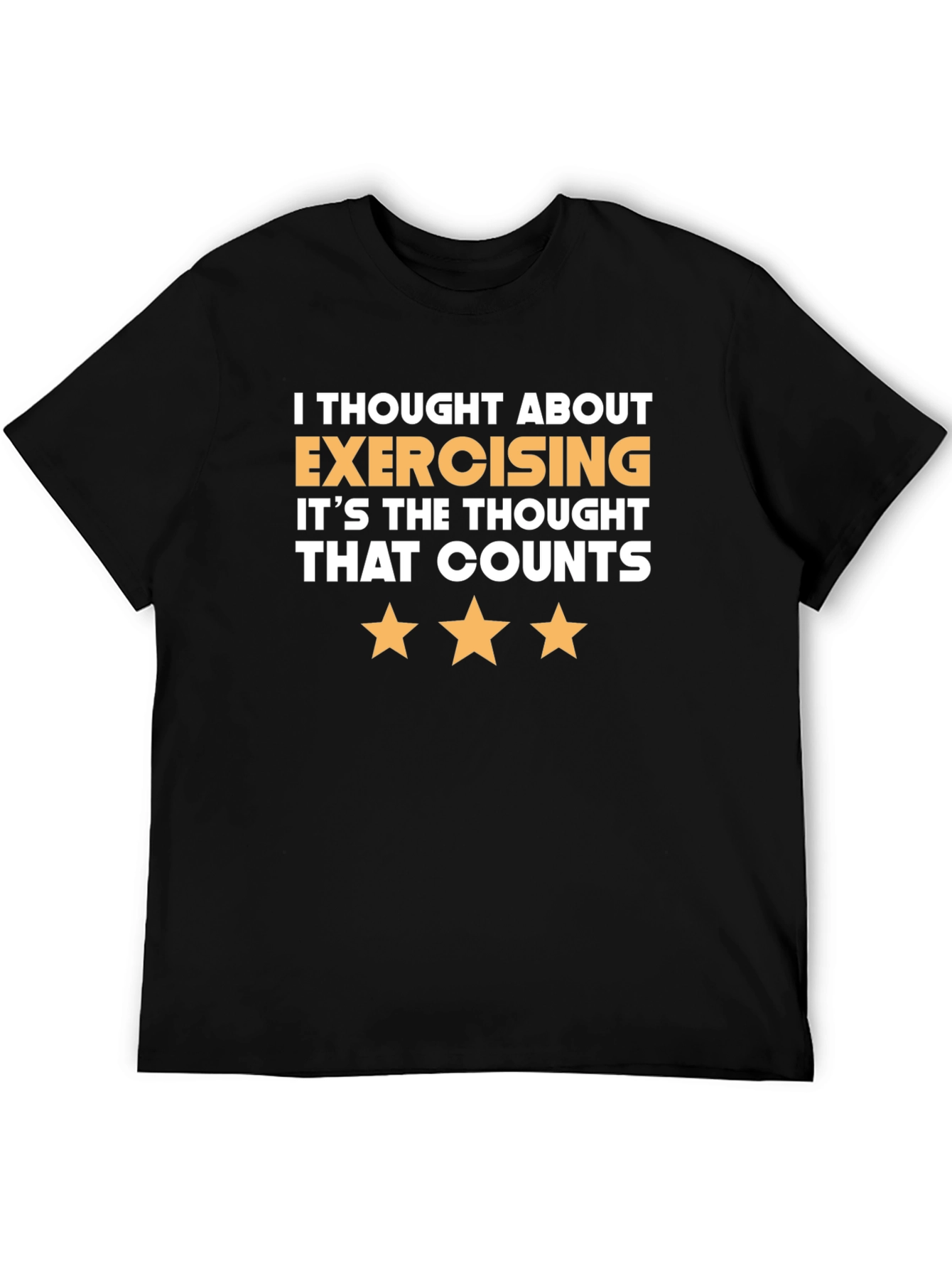 Black Funny Exercise Thought Counts Black T-Shirt view 5