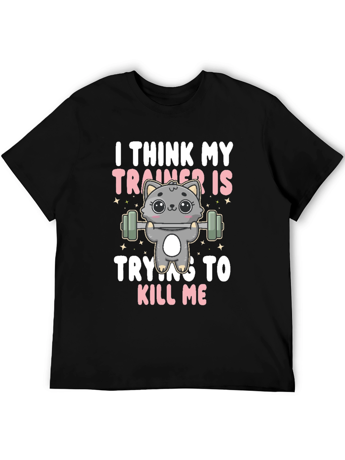 Black Funny Cat Trainer T-Shirt view 5