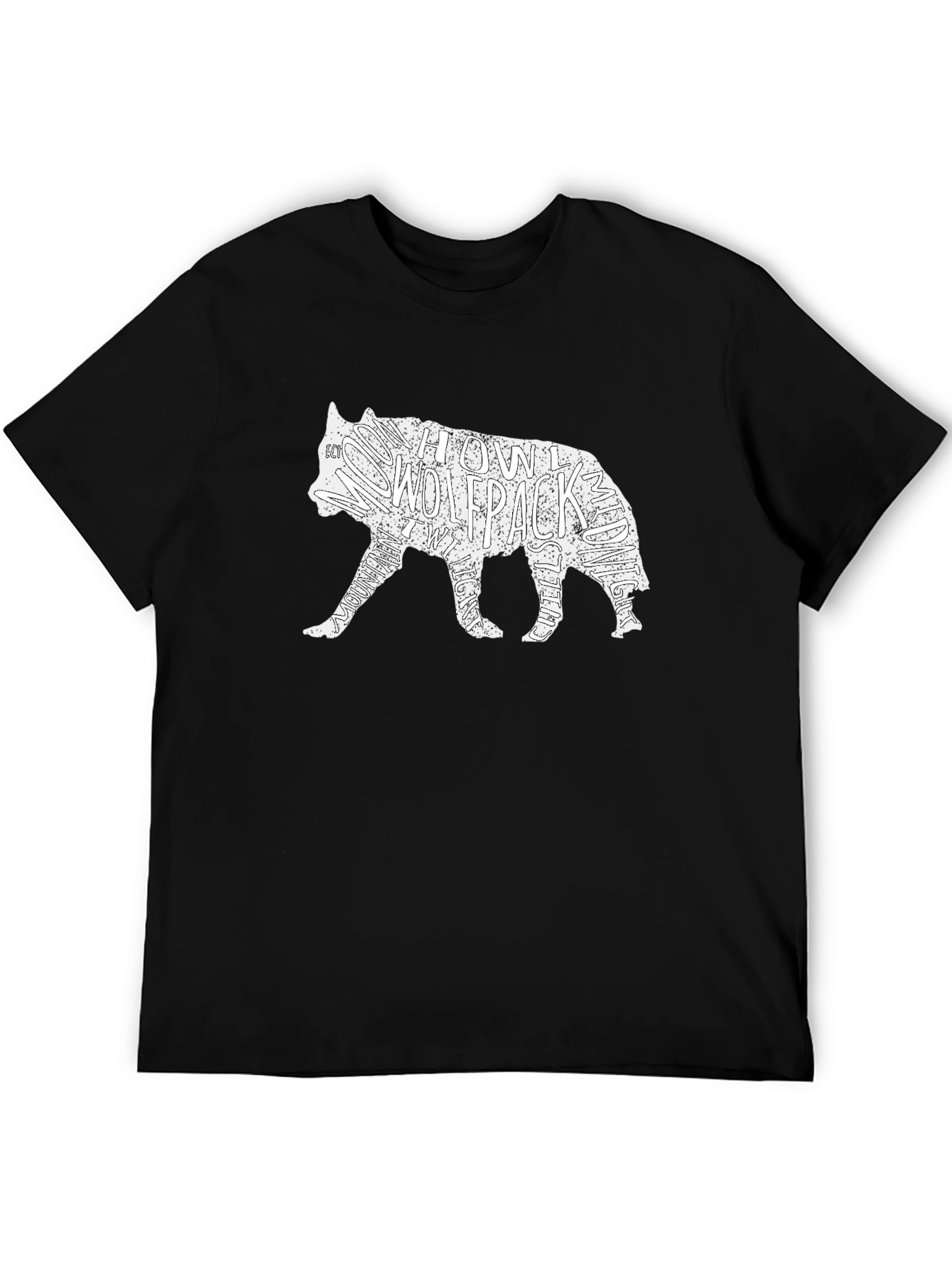 Black Wolfpack Graphic T-Shirt - Black Crew Neck Tee view 5