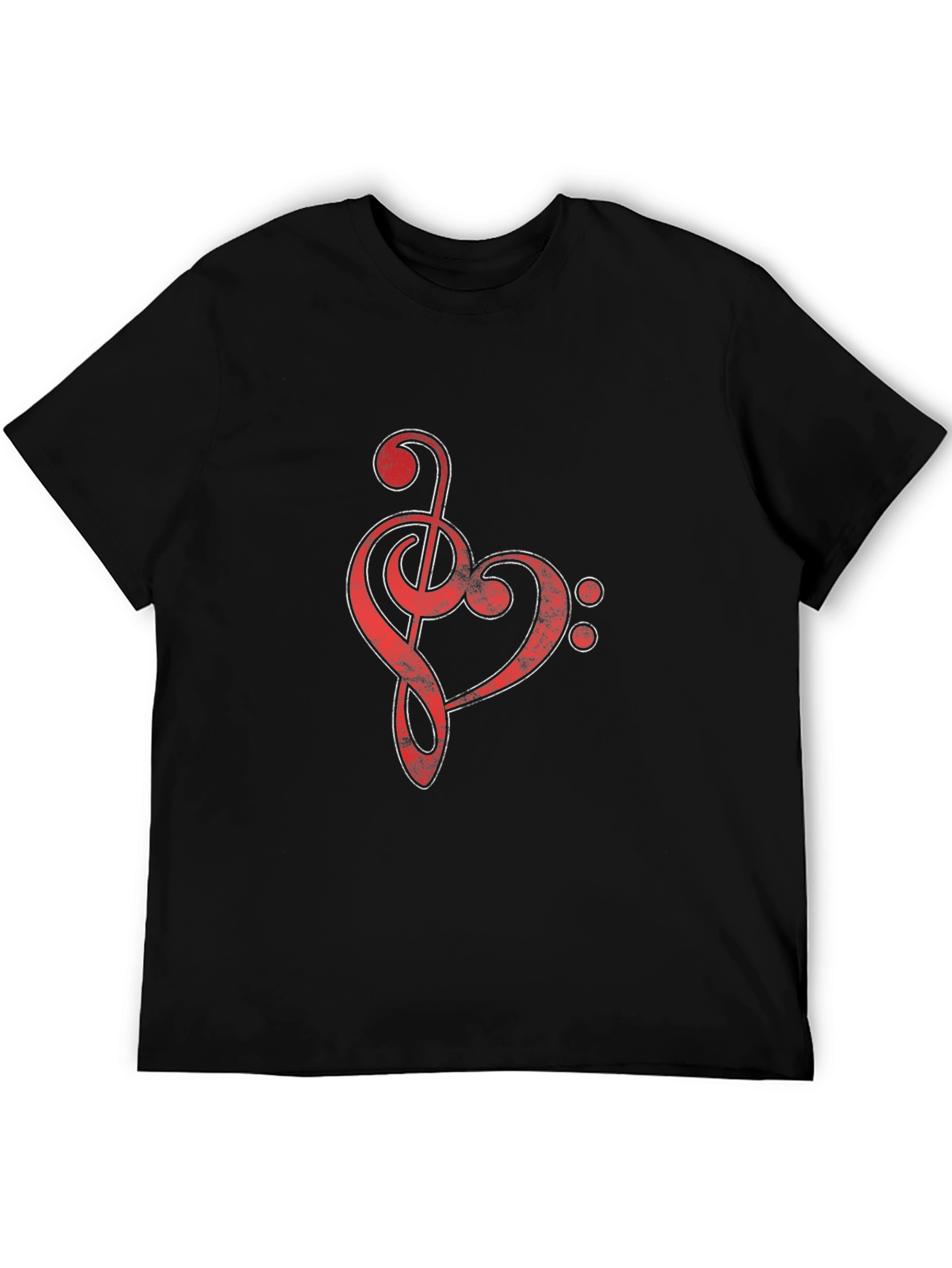 Black Red Music Heart Graphic Black T-Shirt view 5