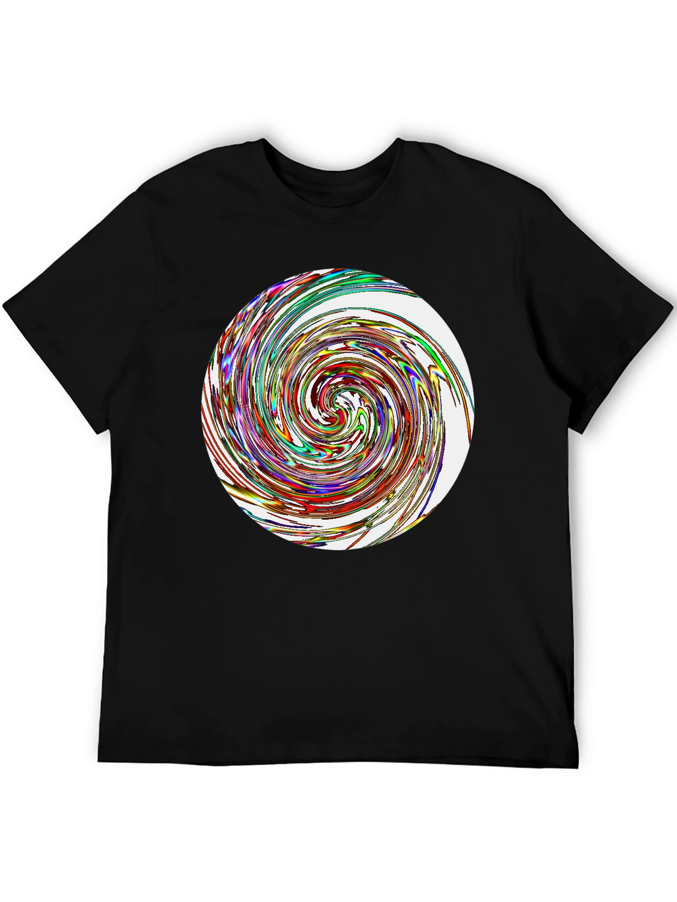Black Abstract Swirl Graphic Tee - Black Cotton Blend T-Shirt view 5