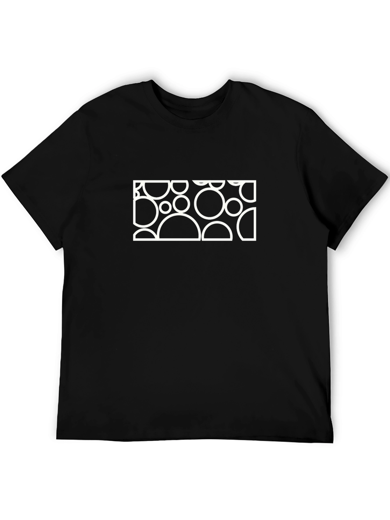 Black Abstract Circle Graphic Tee - Black Cotton Blend view 5