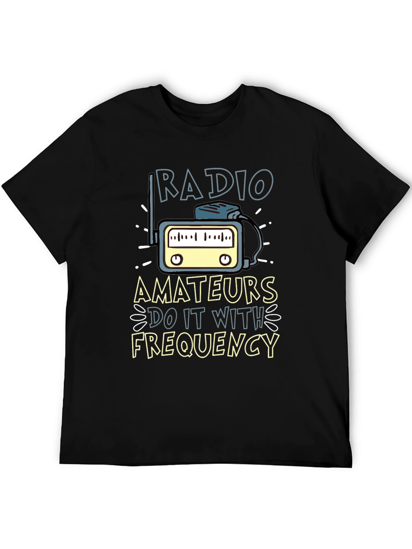 Black Radio Amateurs Frequency T-Shirt view 5