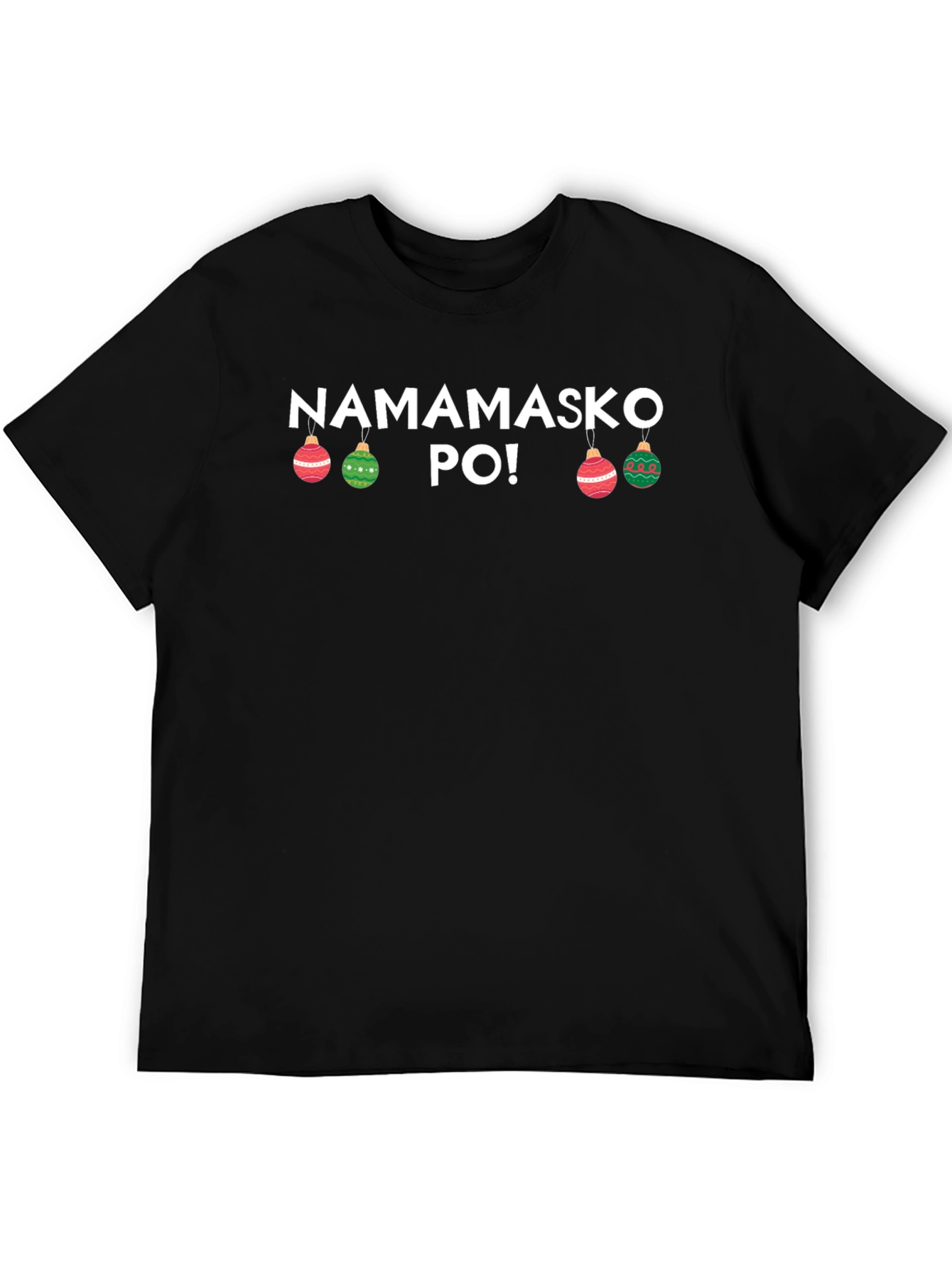 Black Namamasko Po! Festive Black T-Shirt view 5