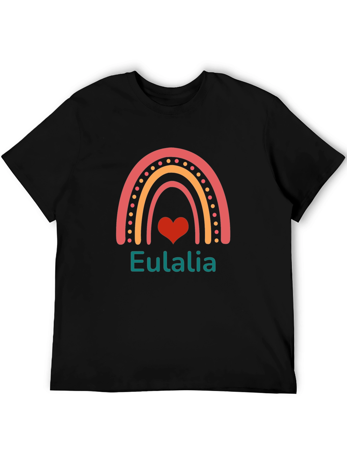 Black Eulalia Rainbow Heart Custom T-Shirt view 5