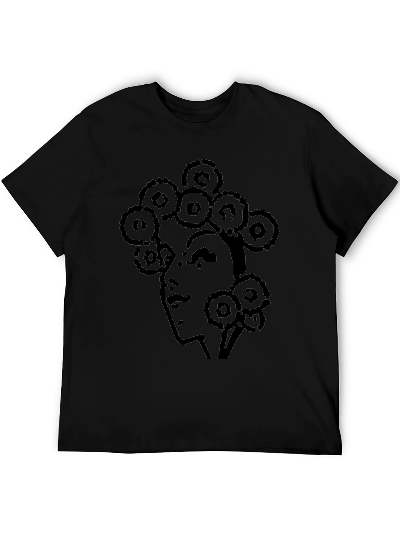 Black Abstract Face Print T-Shirt - Casual Black Tee view 5