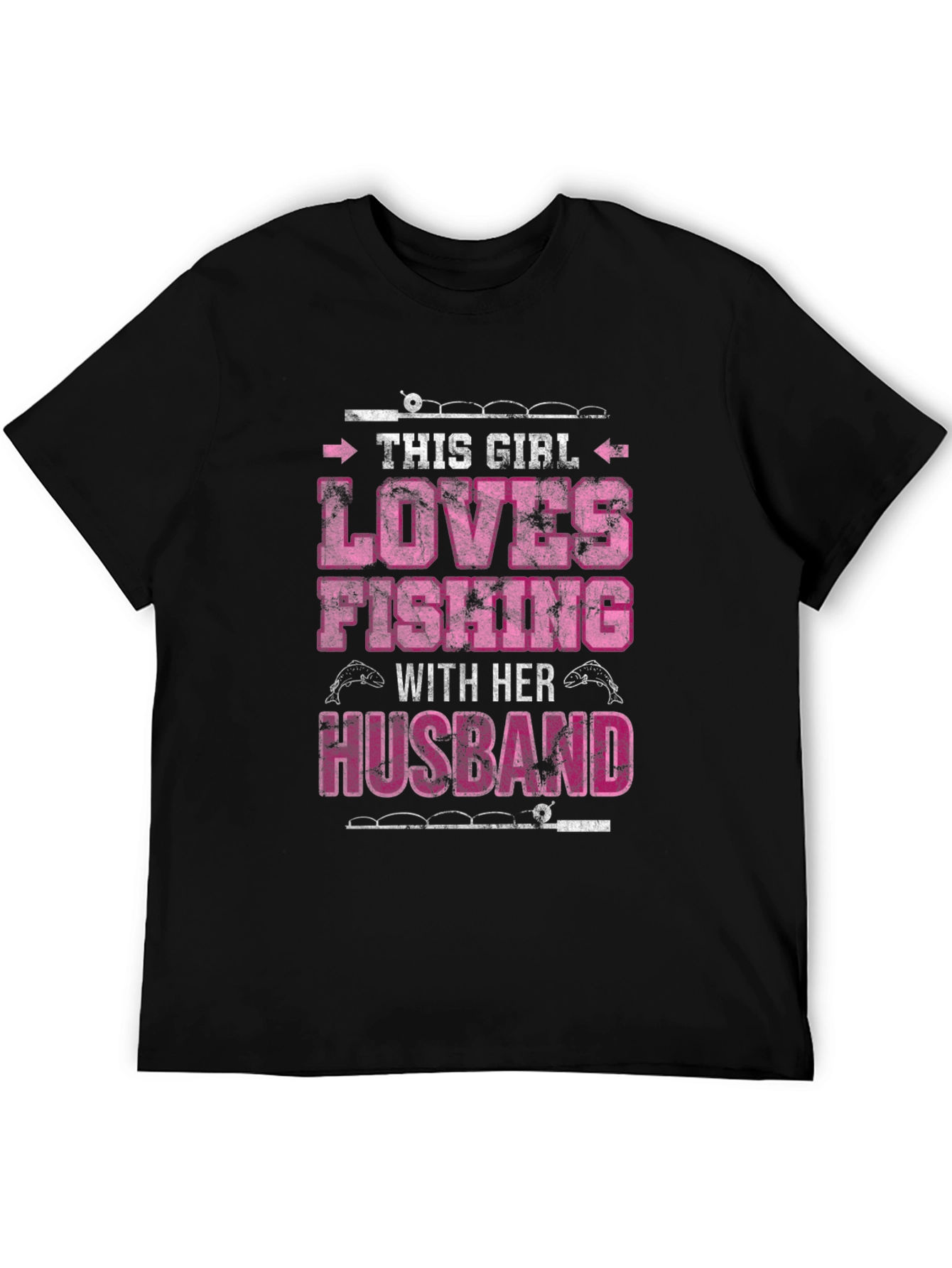 Black Fishing Lover T-Shirt - Wife Gift view 5