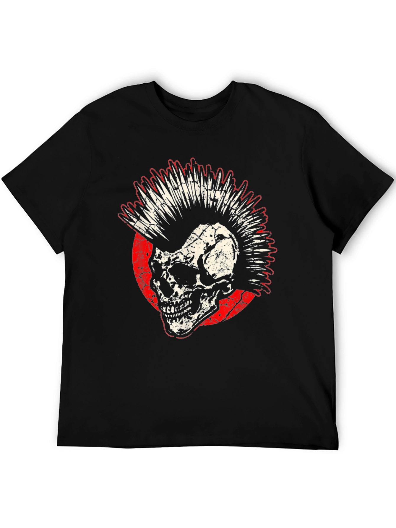 Black Punk Skull Graphic Tee - Rocker Style Shirt view 5