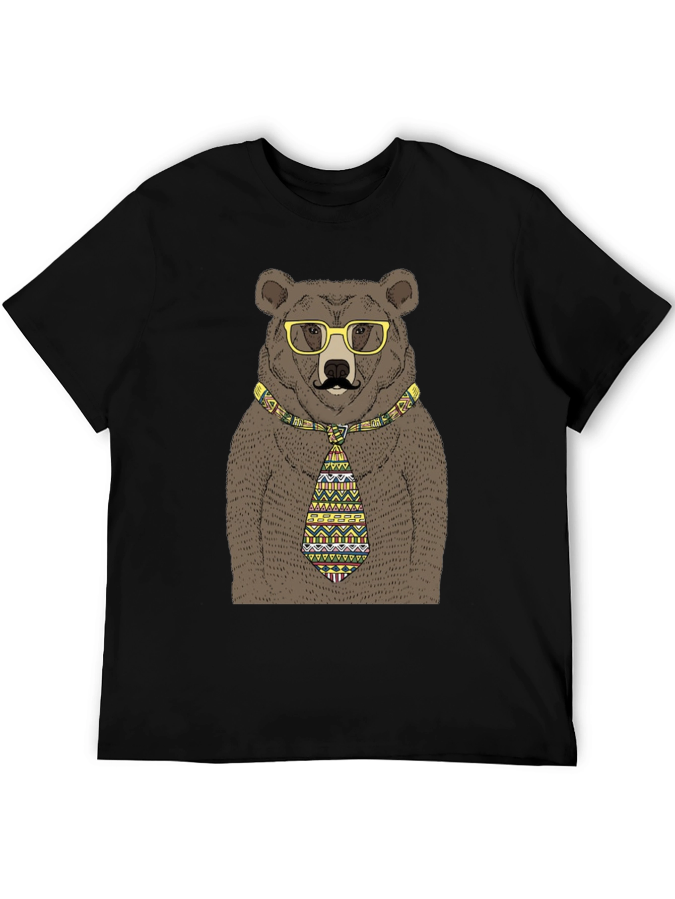 Black Bear with Glasses and Tie T-Shirt view 5