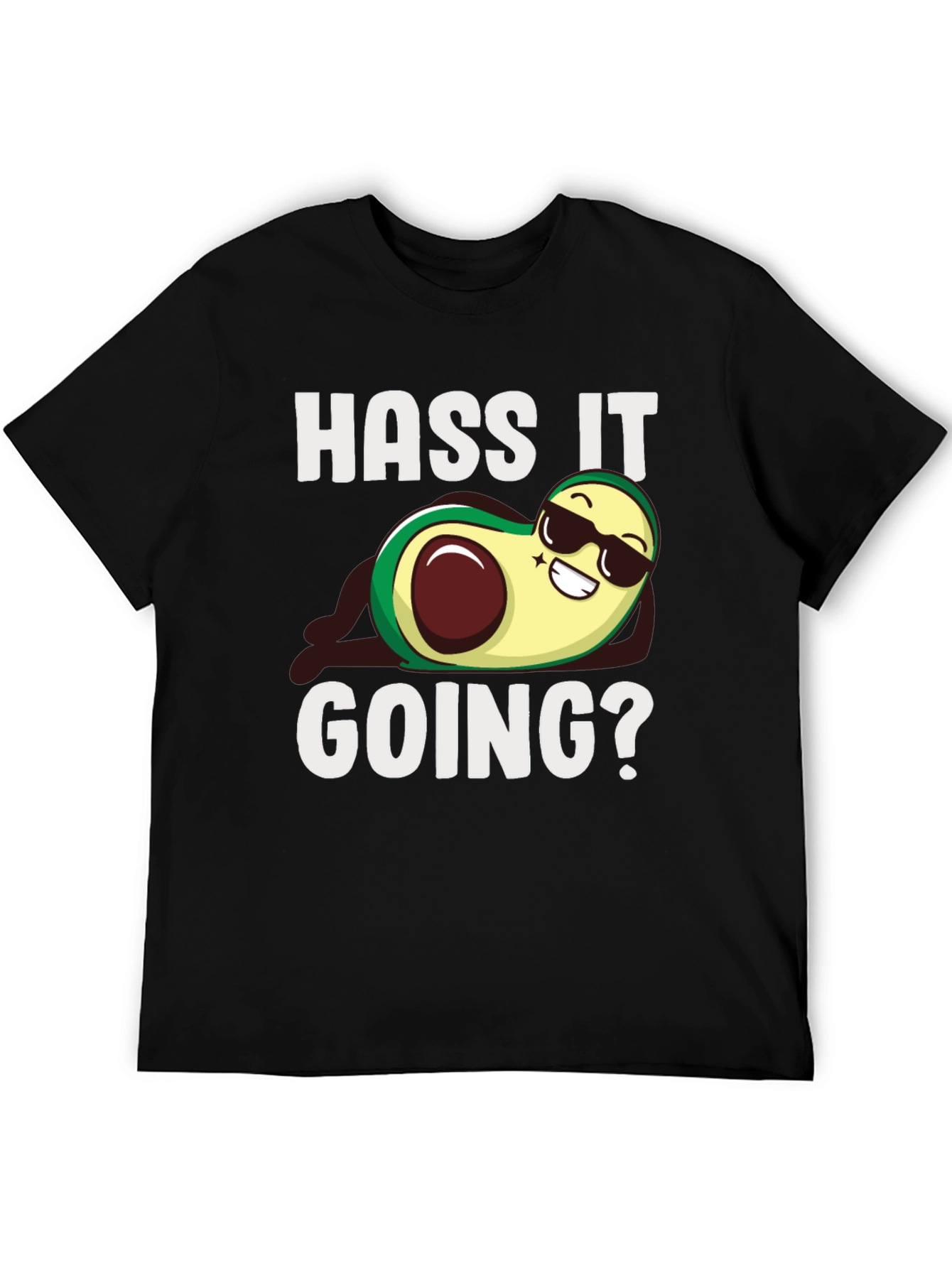 Black Hass It Going? Avocado Graphic T-Shirt - Funny Pun Tee view 5
