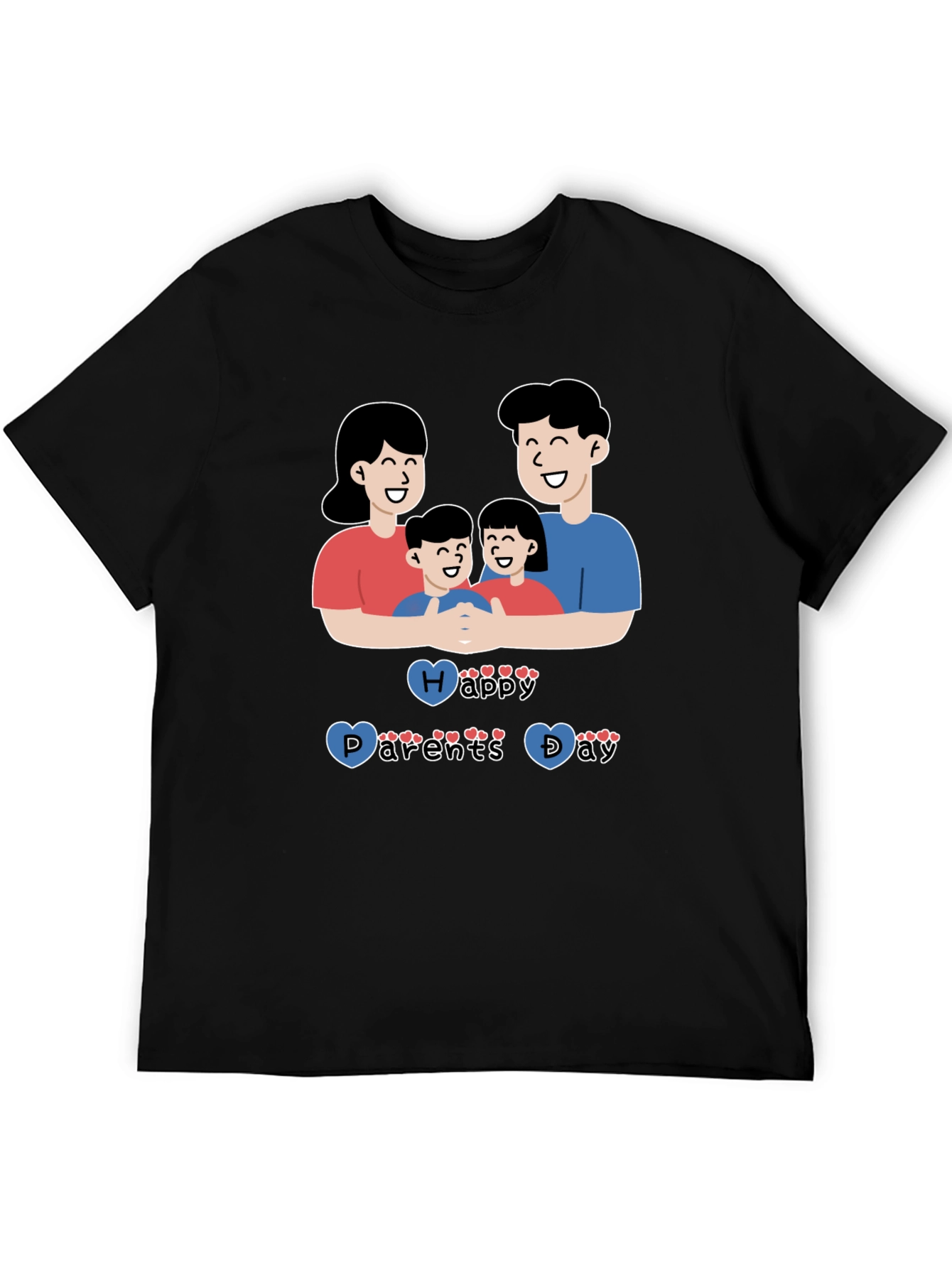 Black Happy Parents Day Graphic T-Shirt, Black view 5