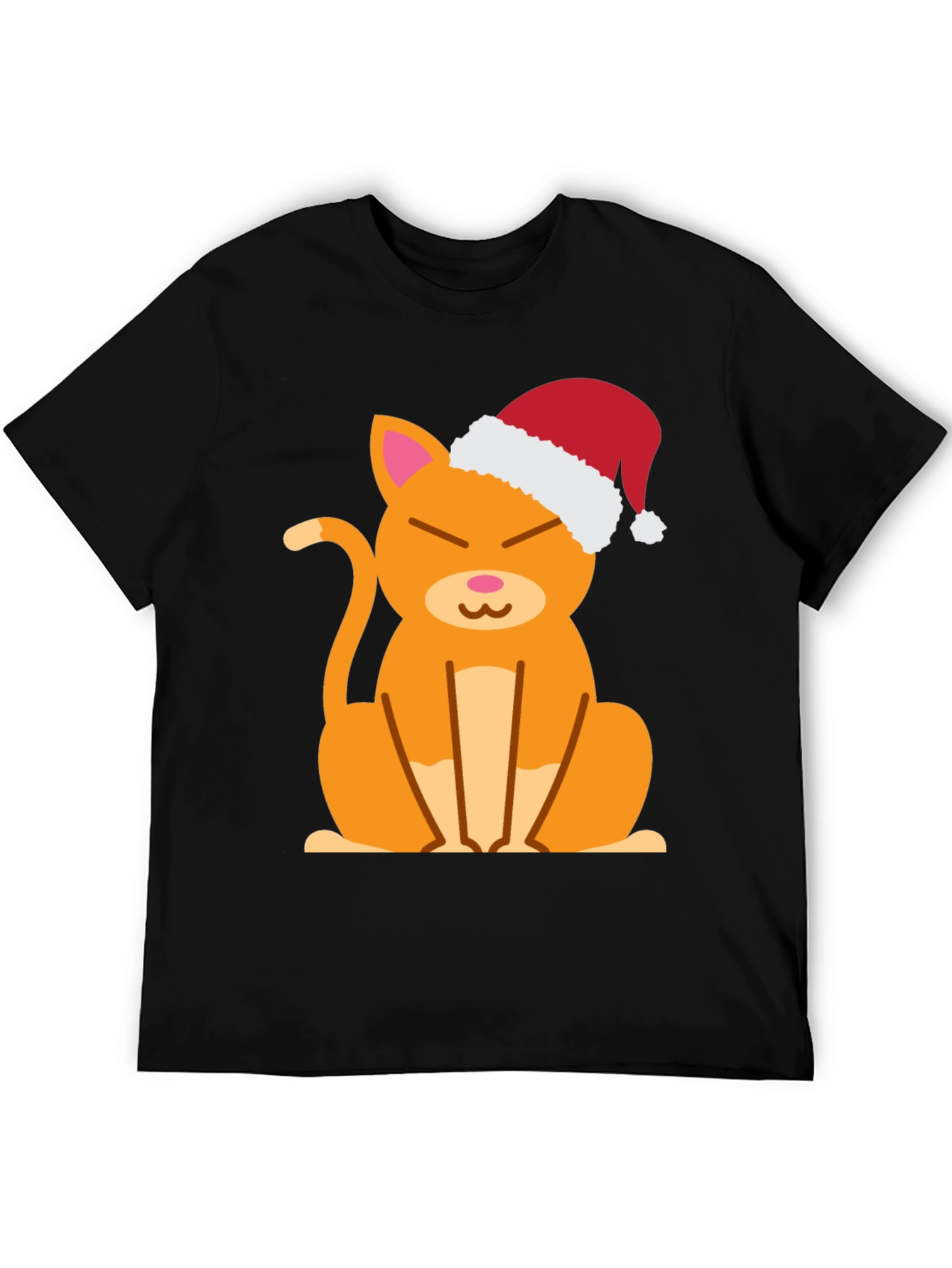 Black Festive Cat Tee - Santa Hat Cute Kitten Shirt view 5