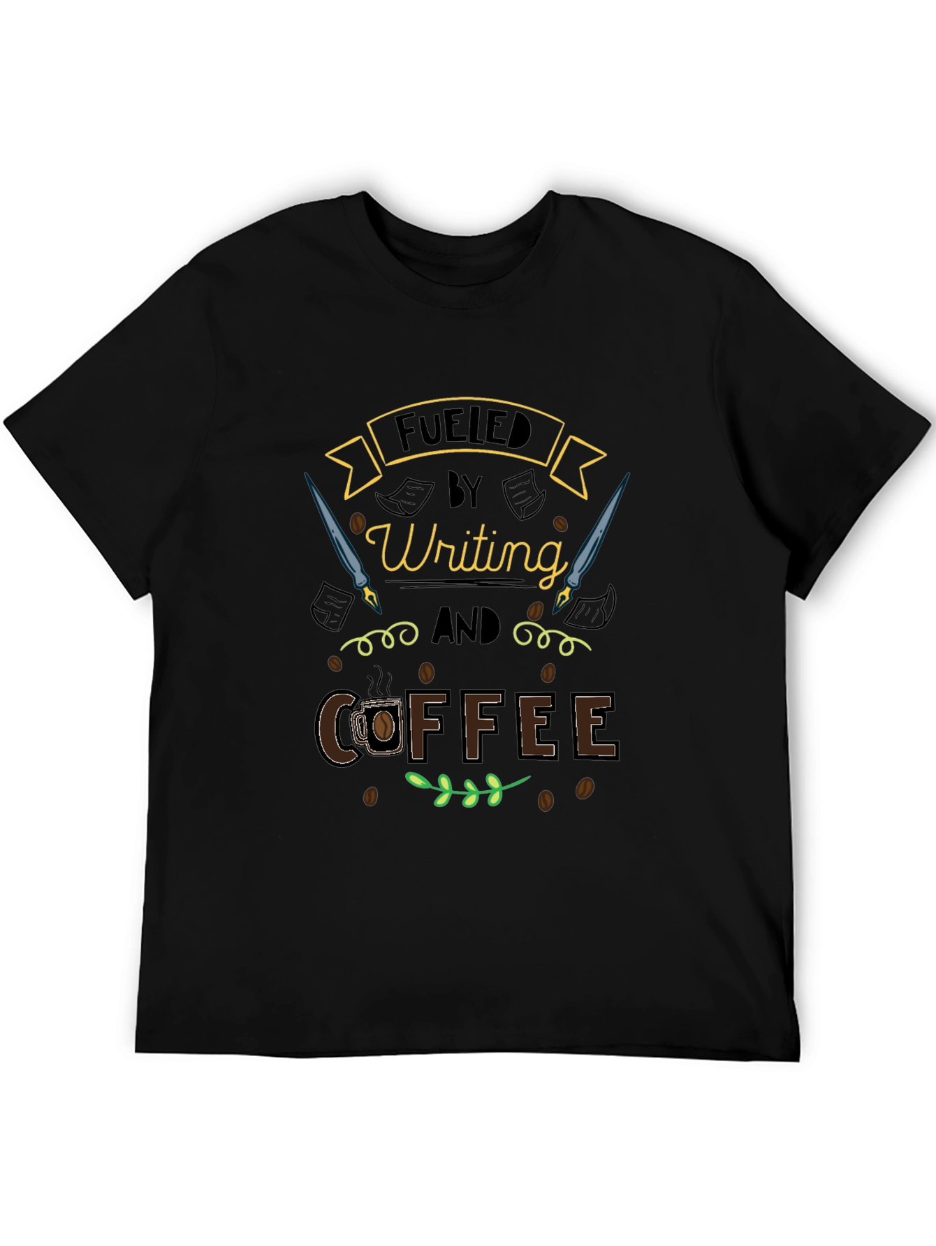 Black Fueled by Writing and Coffee T-Shirt view 5