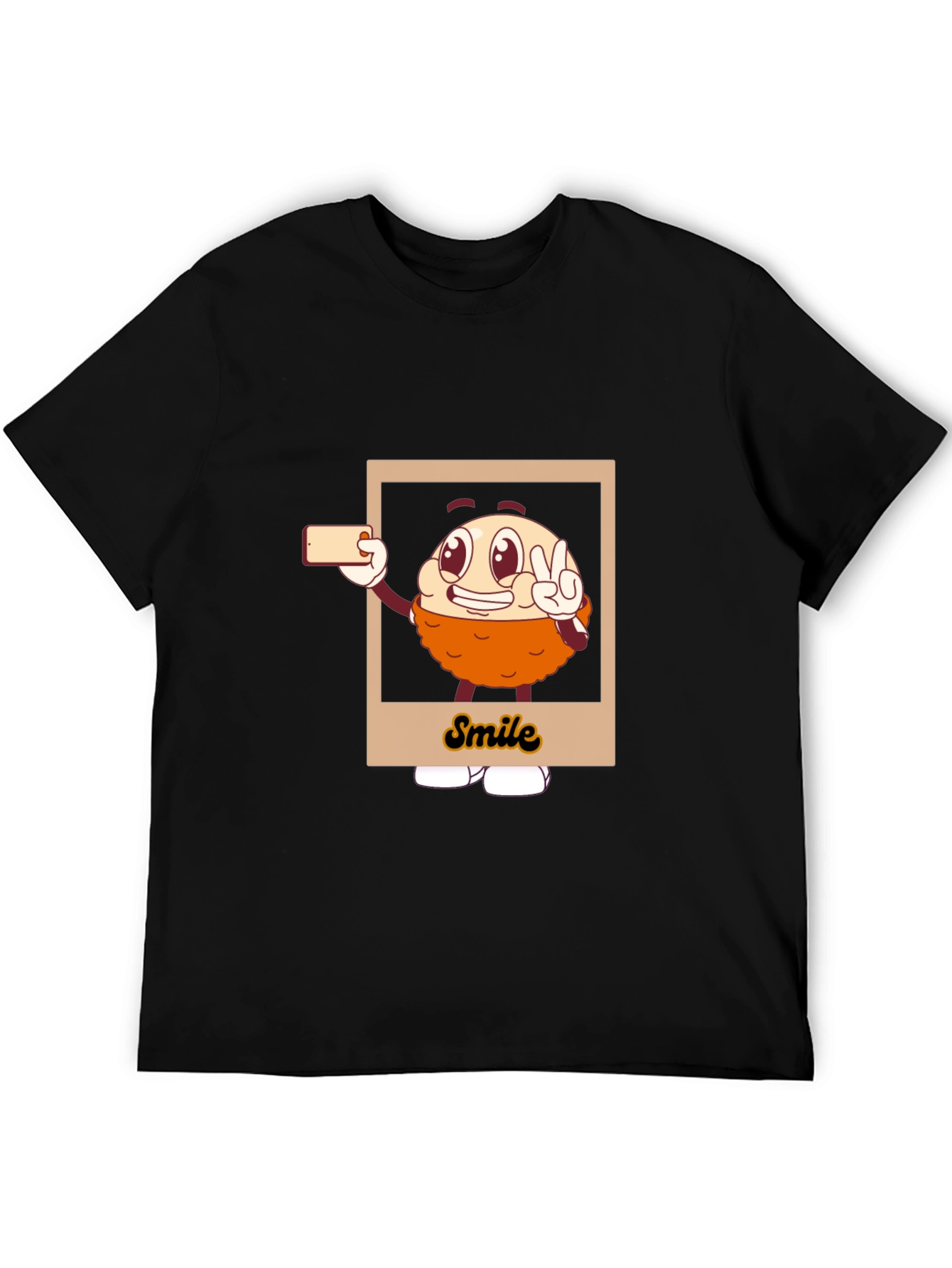 Black Smile Selfie Graphic Tee - Casual Black T-Shirt view 5