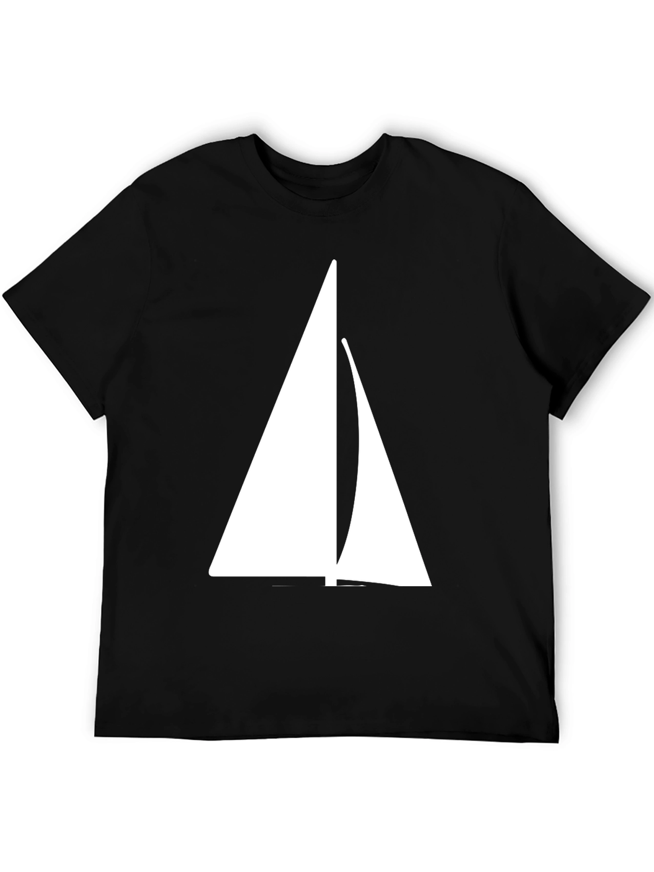 Black Sailing T-Shirt - Black Cotton Blend with Sailboat Graphic view 5