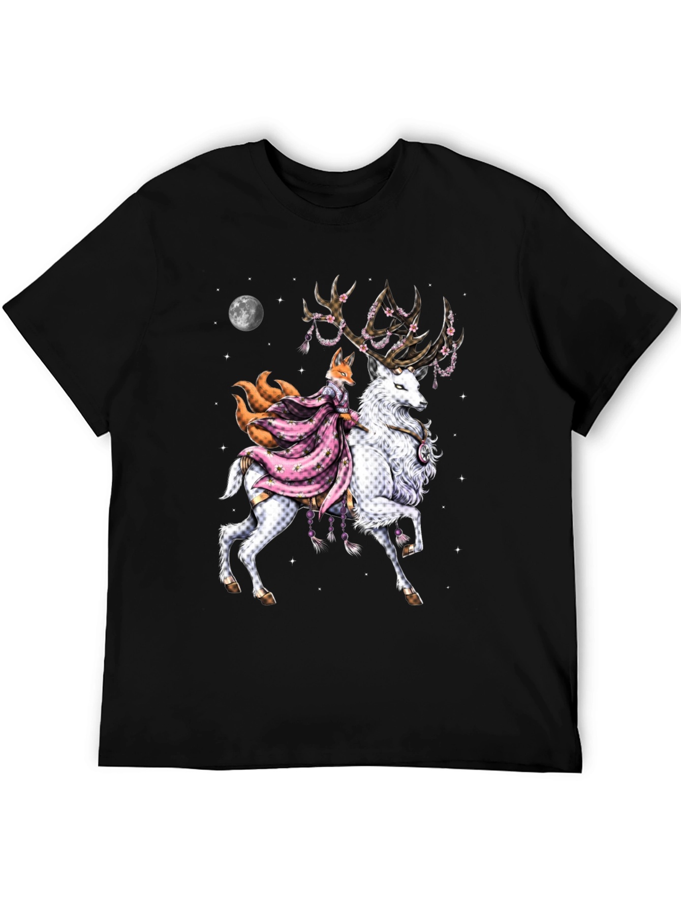 Black Fox & Deer Graphic Tee - Unique Design view 5