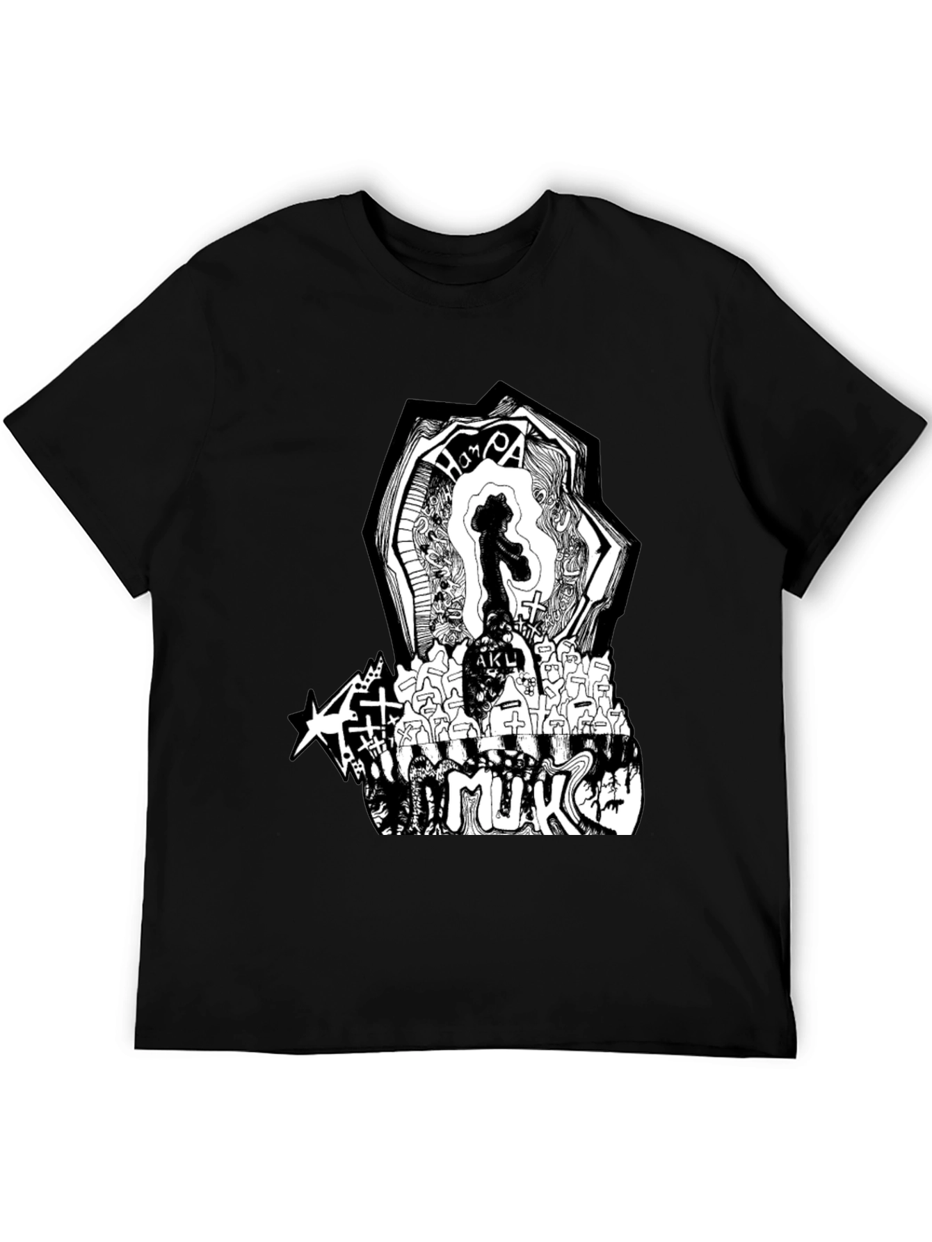 Black Graphic Print Black T-Shirt view 5