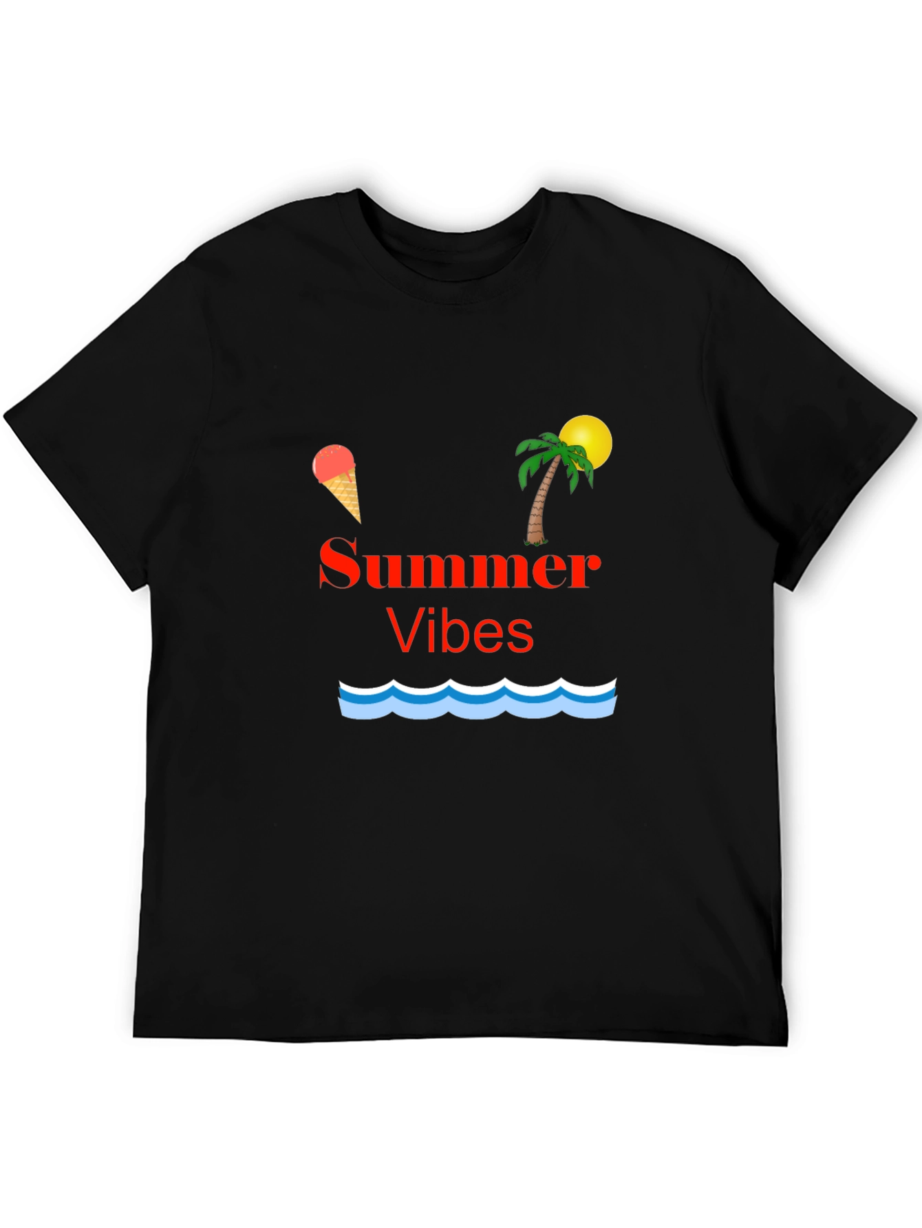 Black Summer Vibes Graphic T-Shirt - Black view 5