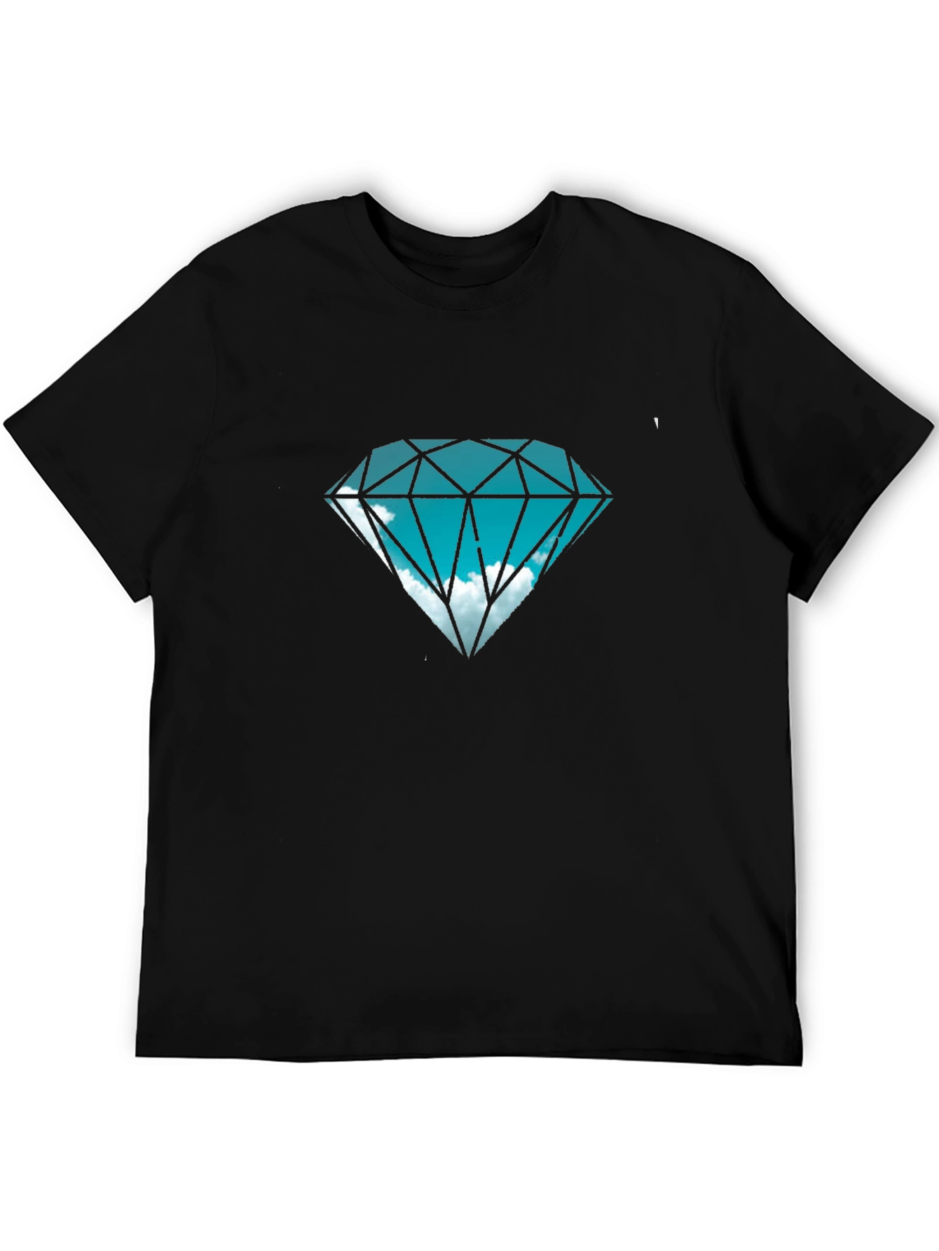Black Diamond Sky Graphic Tee - Black Cotton Blend T-Shirt view 5