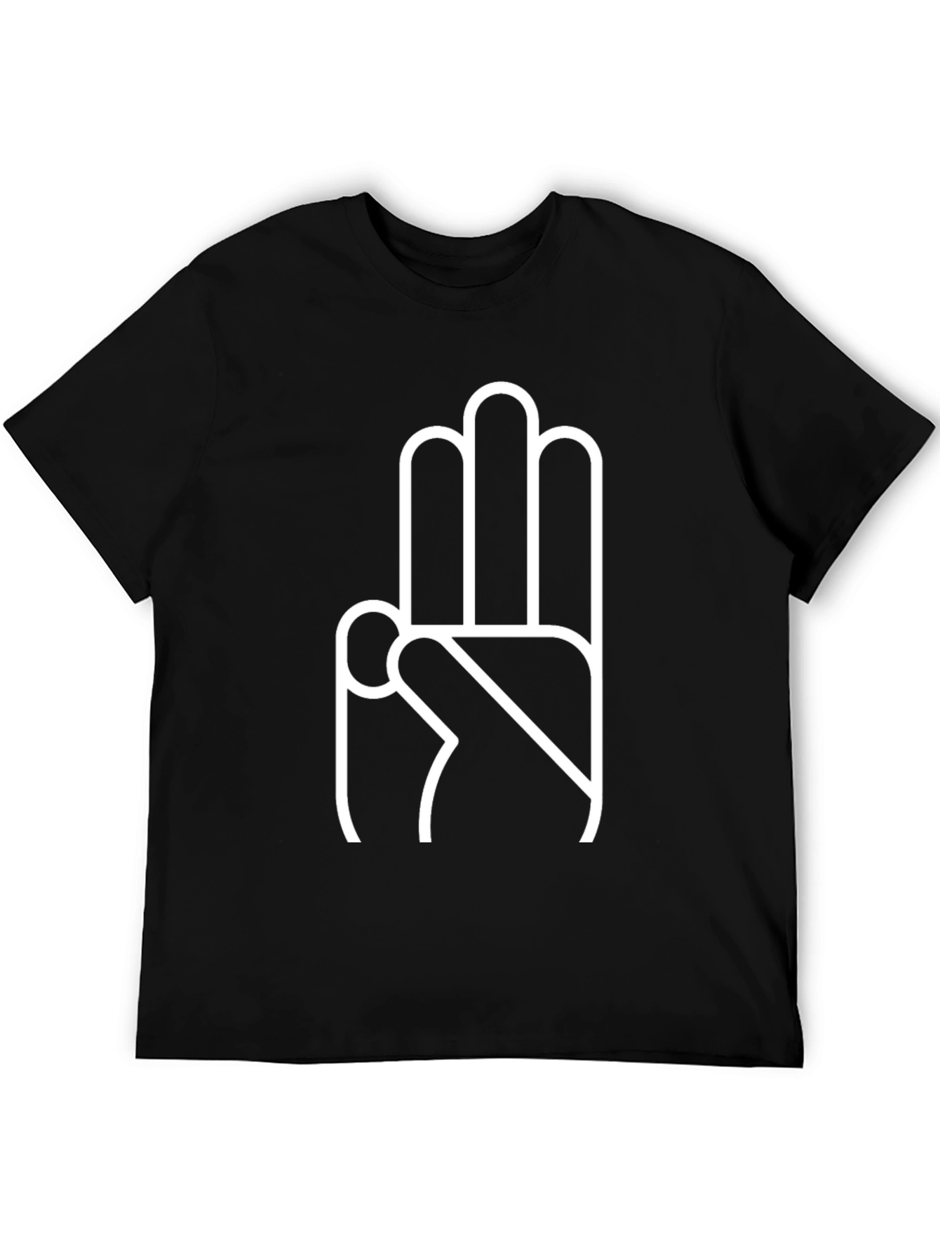 Black Three Finger Salute Graphic Tee - Modern Black T-Shirt view 5