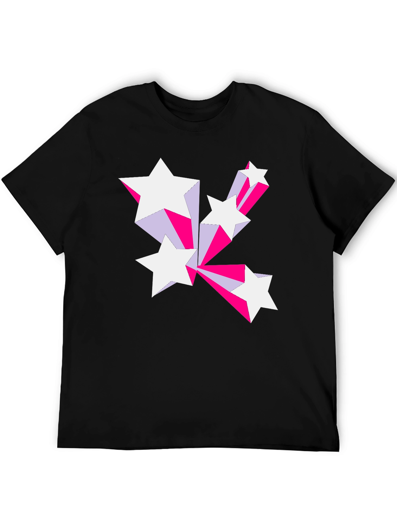 Black Retro Star Burst Graphic Tee - Black Cotton Blend view 5
