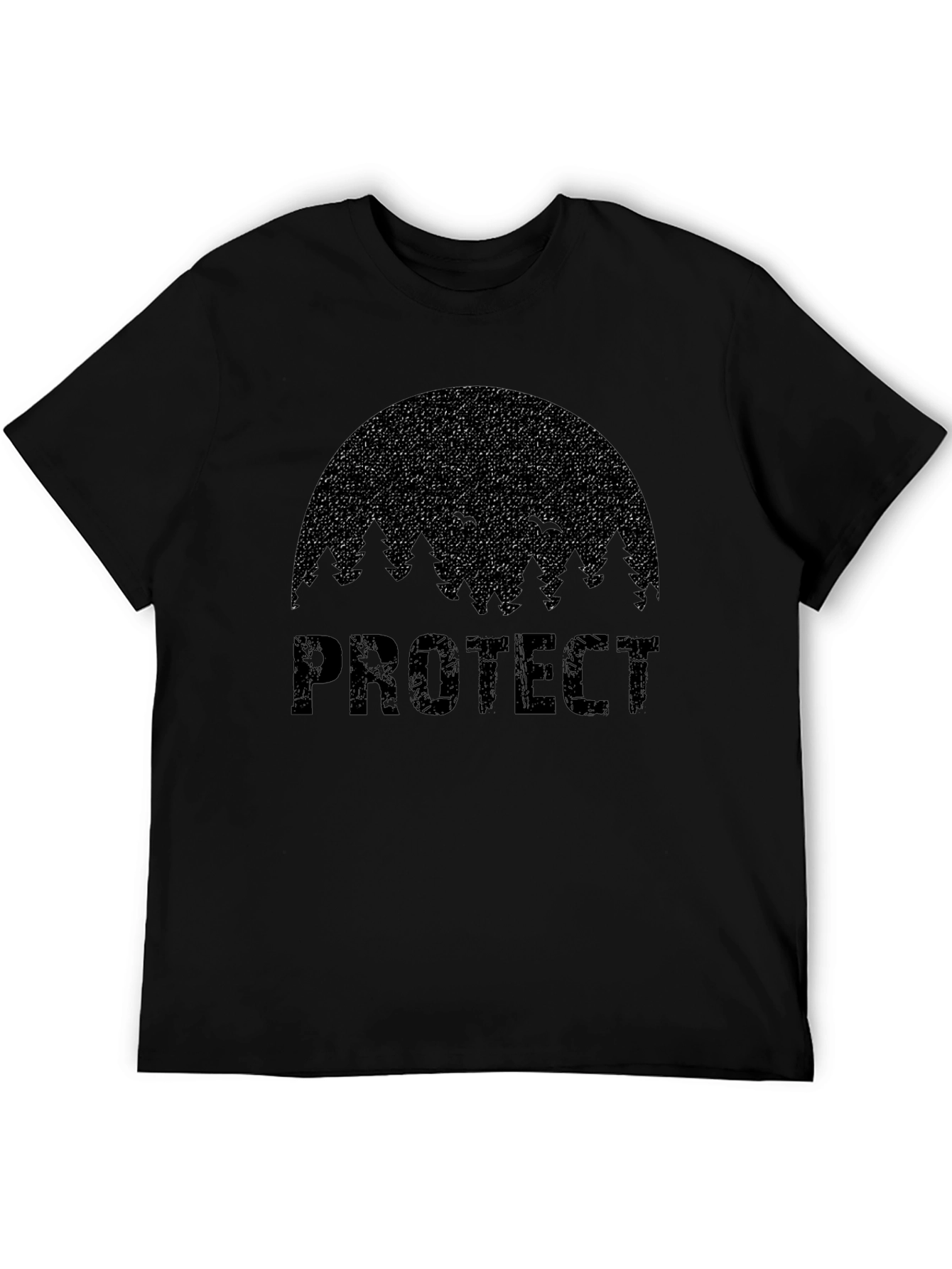 Black Protect Nature Black Graphic T-Shirt view 5