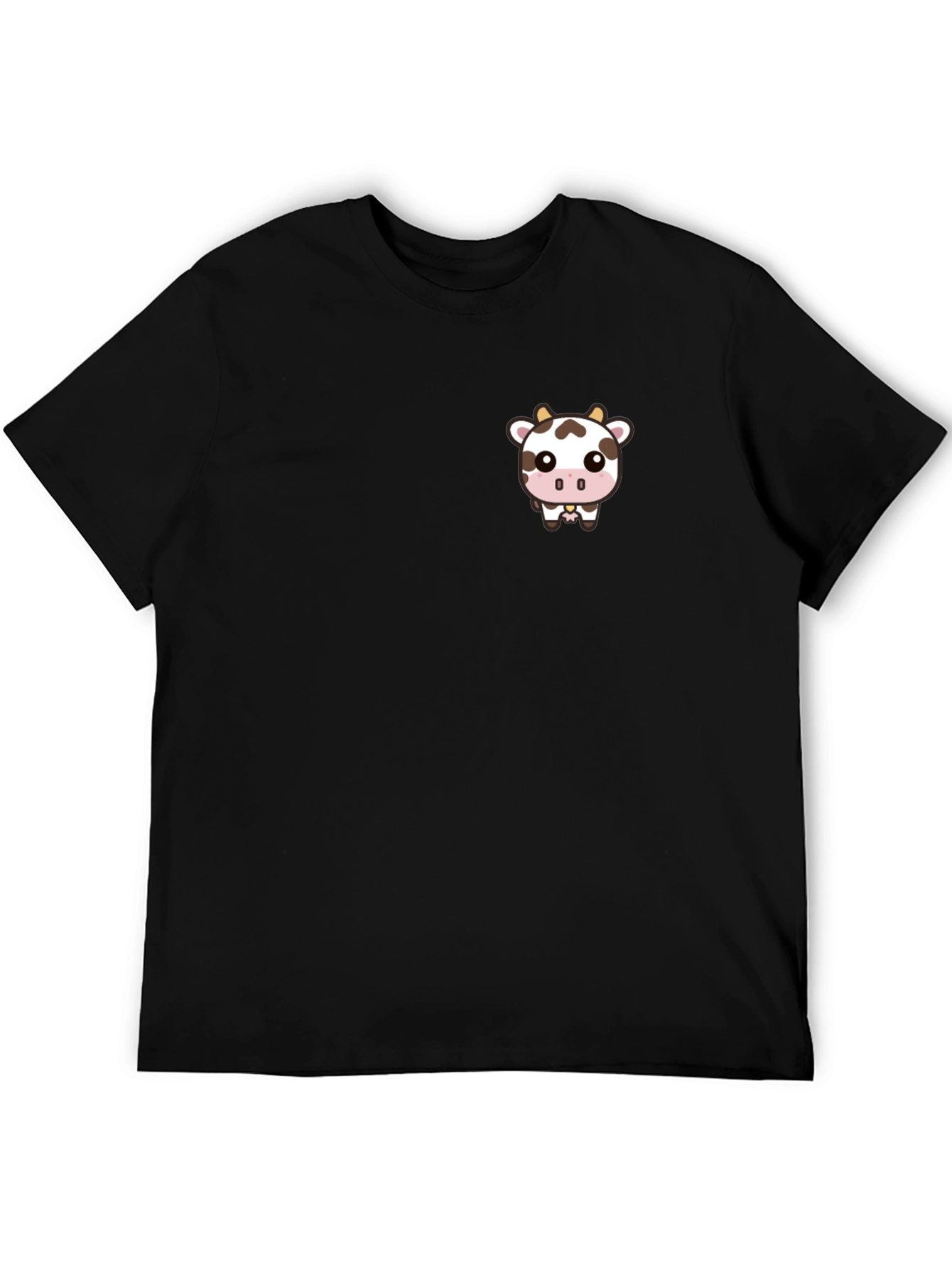 Black Cute Cow Graphic Tee - Black Cotton Blend view 5