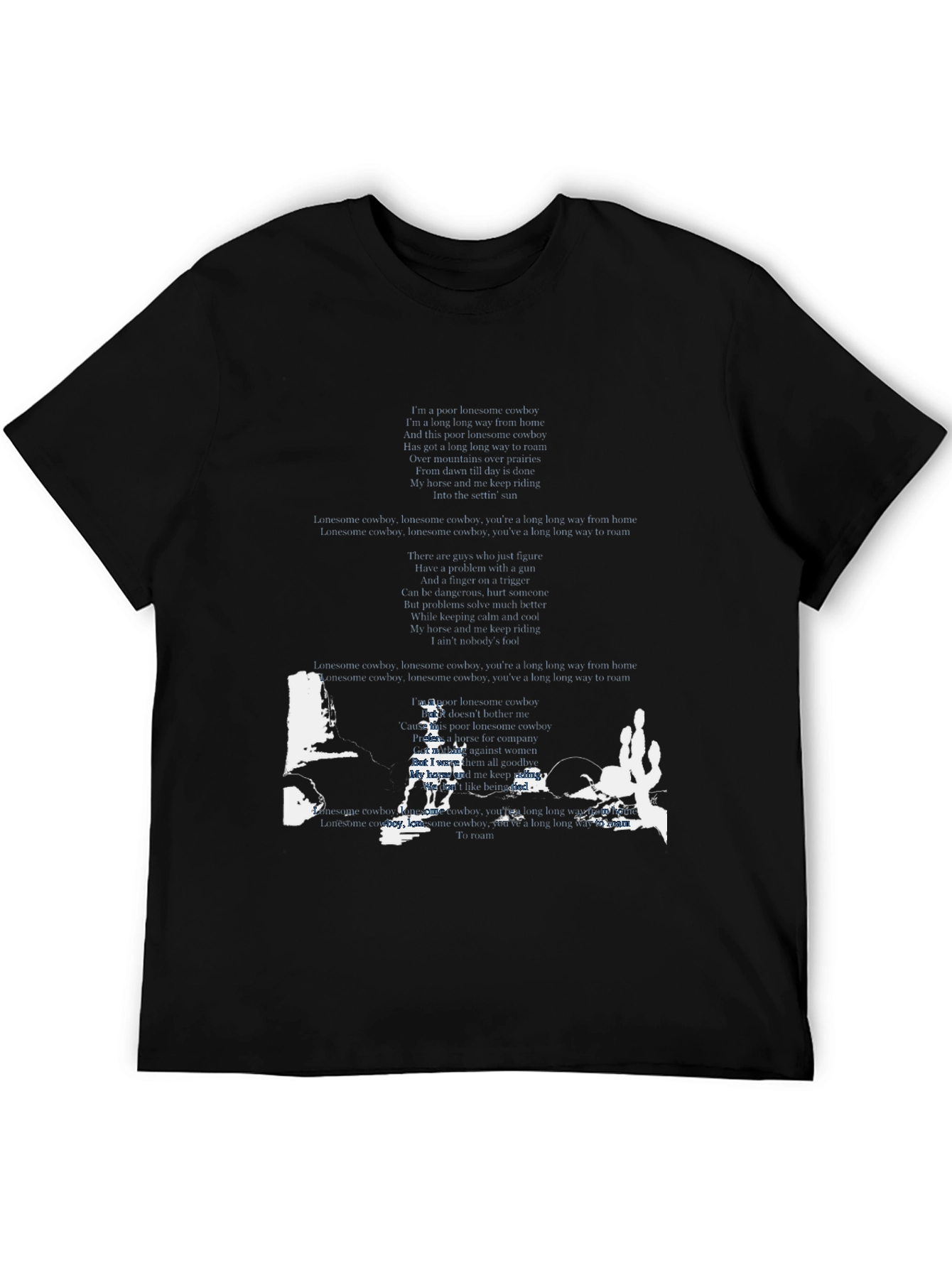 Black Lonesome Cowboy Graphic Tee - Vintage Western Style view 5