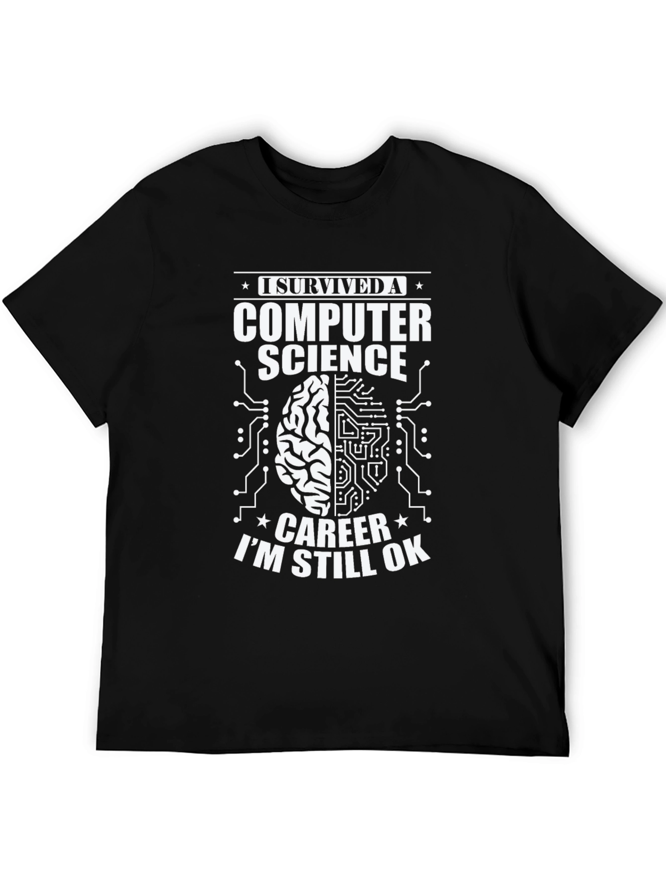 Black I Survived Computer Science Career T-Shirt view 5