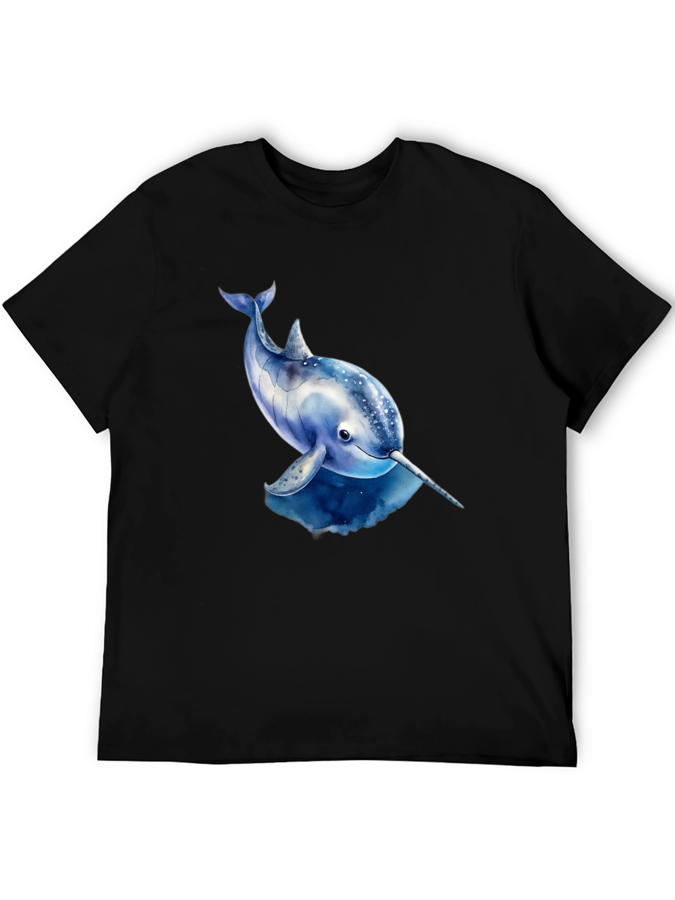 Black Narwhal Graphic Tee - Black Cotton T-Shirt view 5
