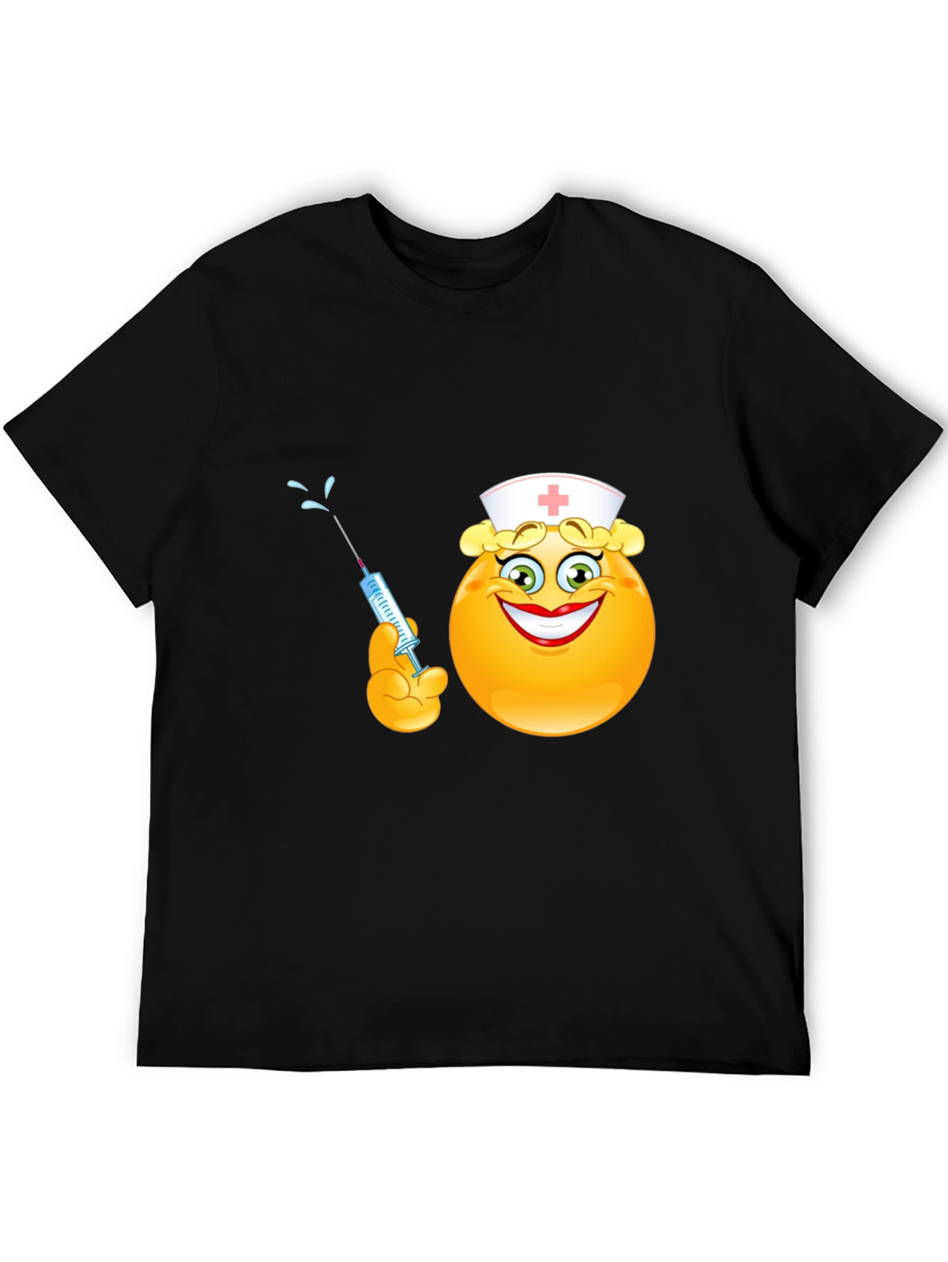 Black Funny Nurse Emoji T-Shirt - Black Cotton Tee view 5